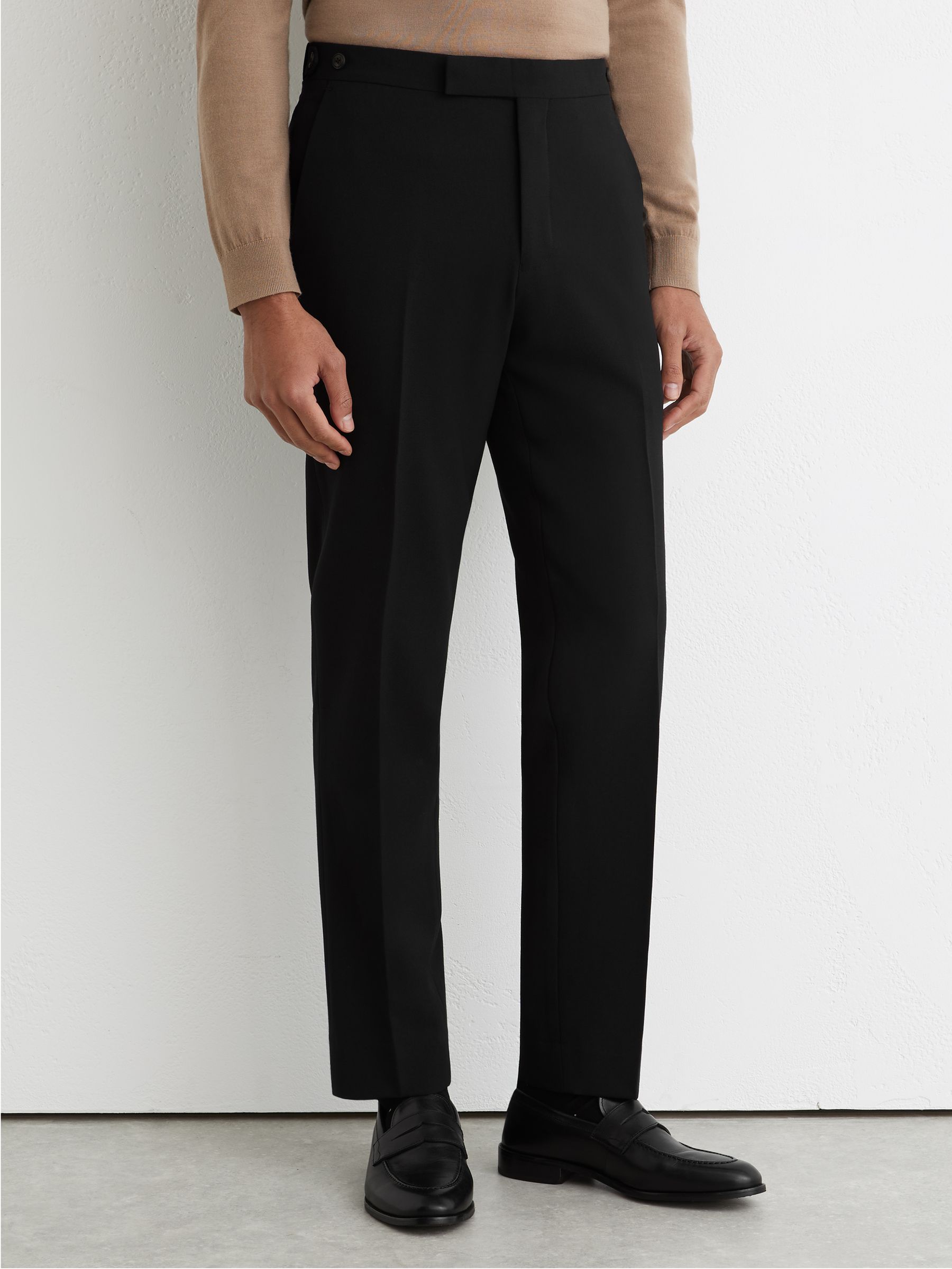 Tailored-Fit Textured Suit Trousers With Wool in Black - Image 3 of 6