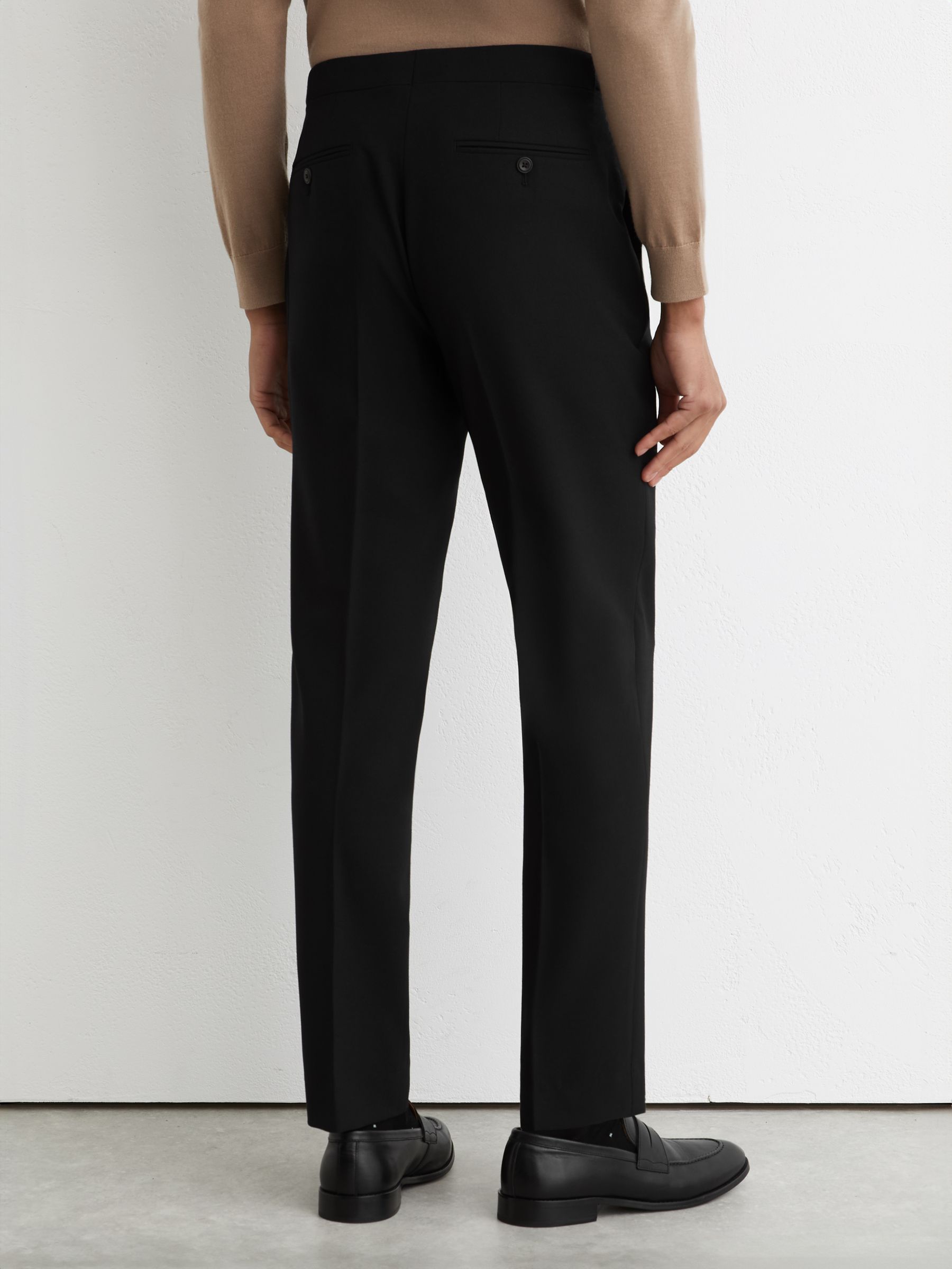 Tailored-Fit Textured Suit Trousers With Wool in Black - Image 5 of 6