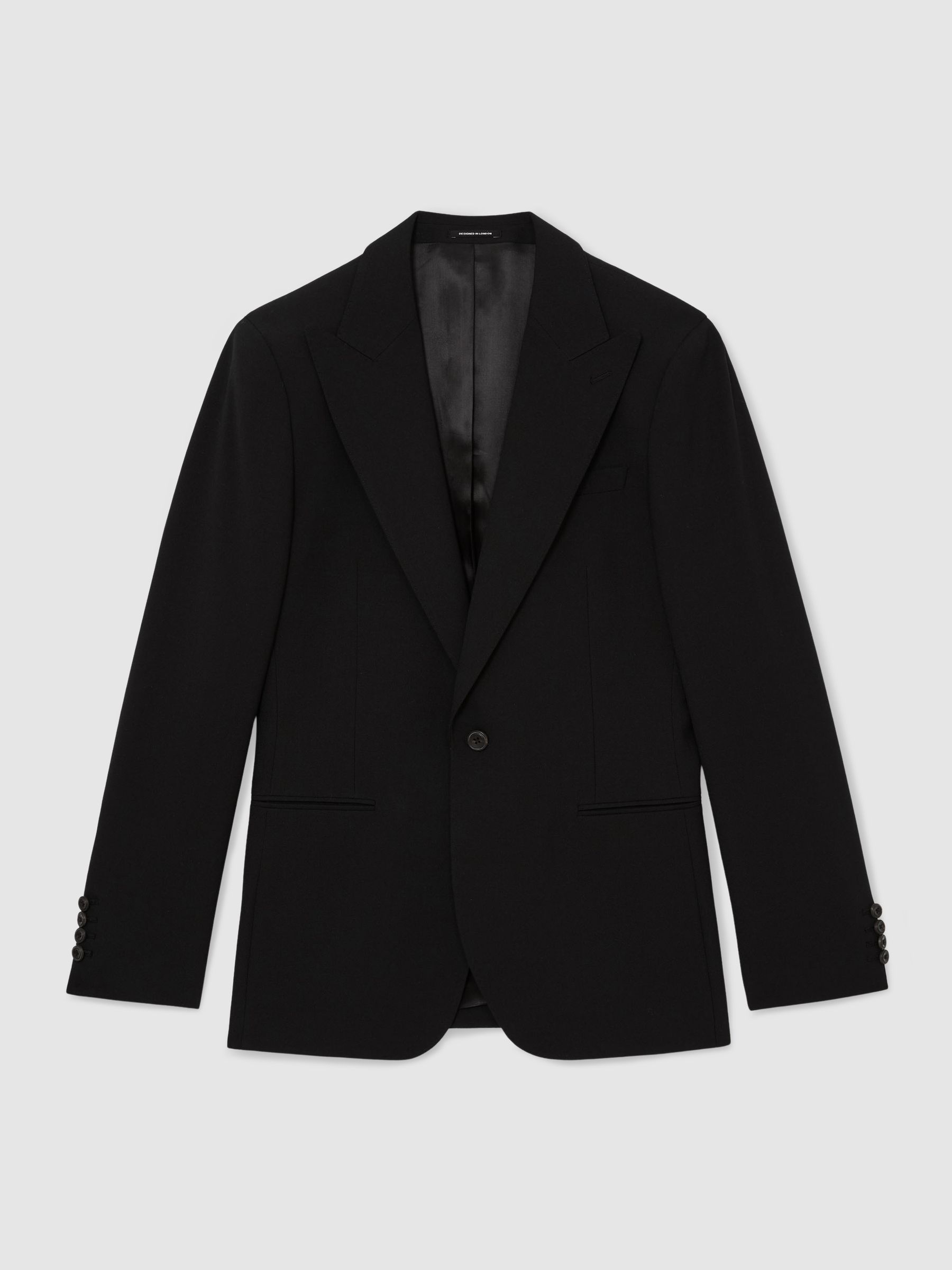 Tailored Fit Single-Breasted Textured Suit Blazer With Wool in Black - image 1