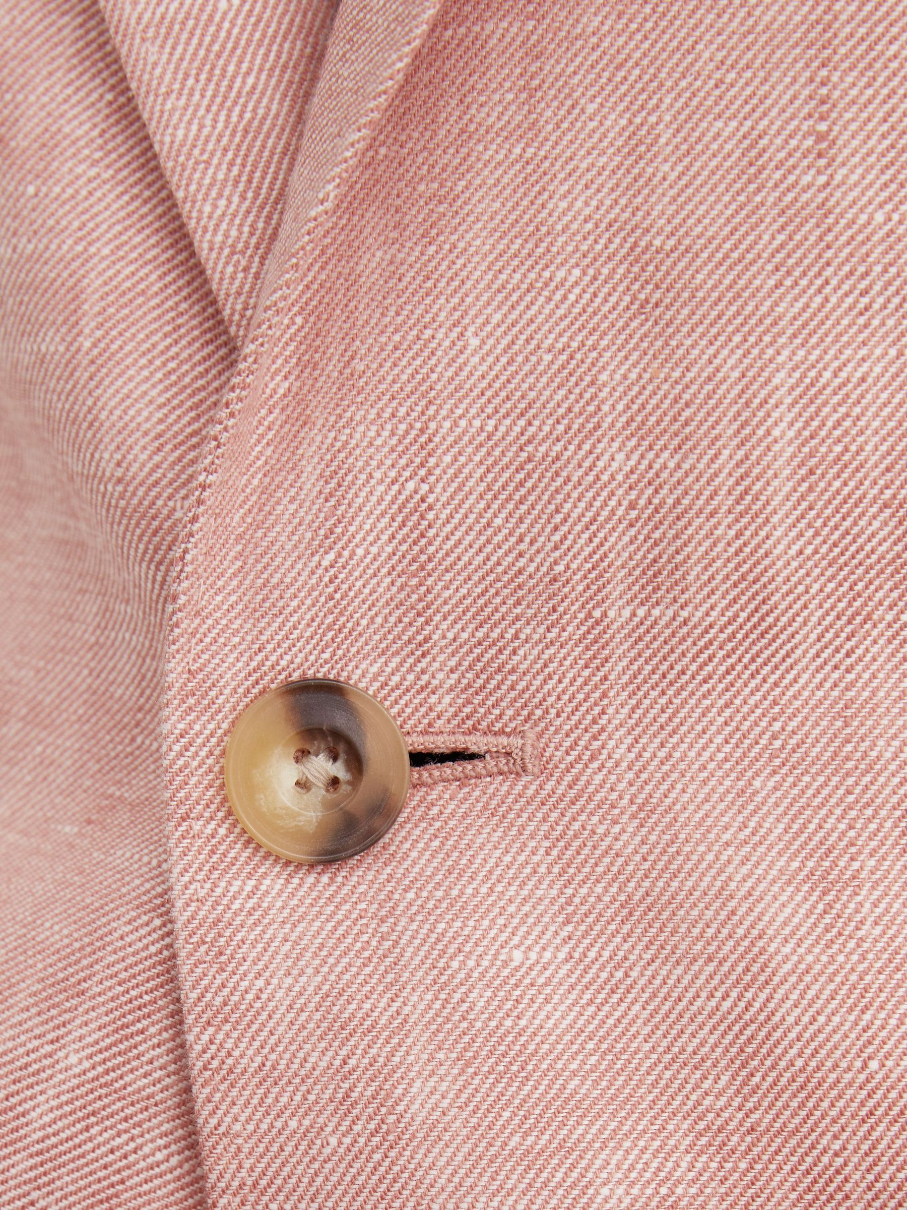 Tailored-Fit Linen-Twill Single-Breasted Blazer in Plum Pink - Image 3 of 7