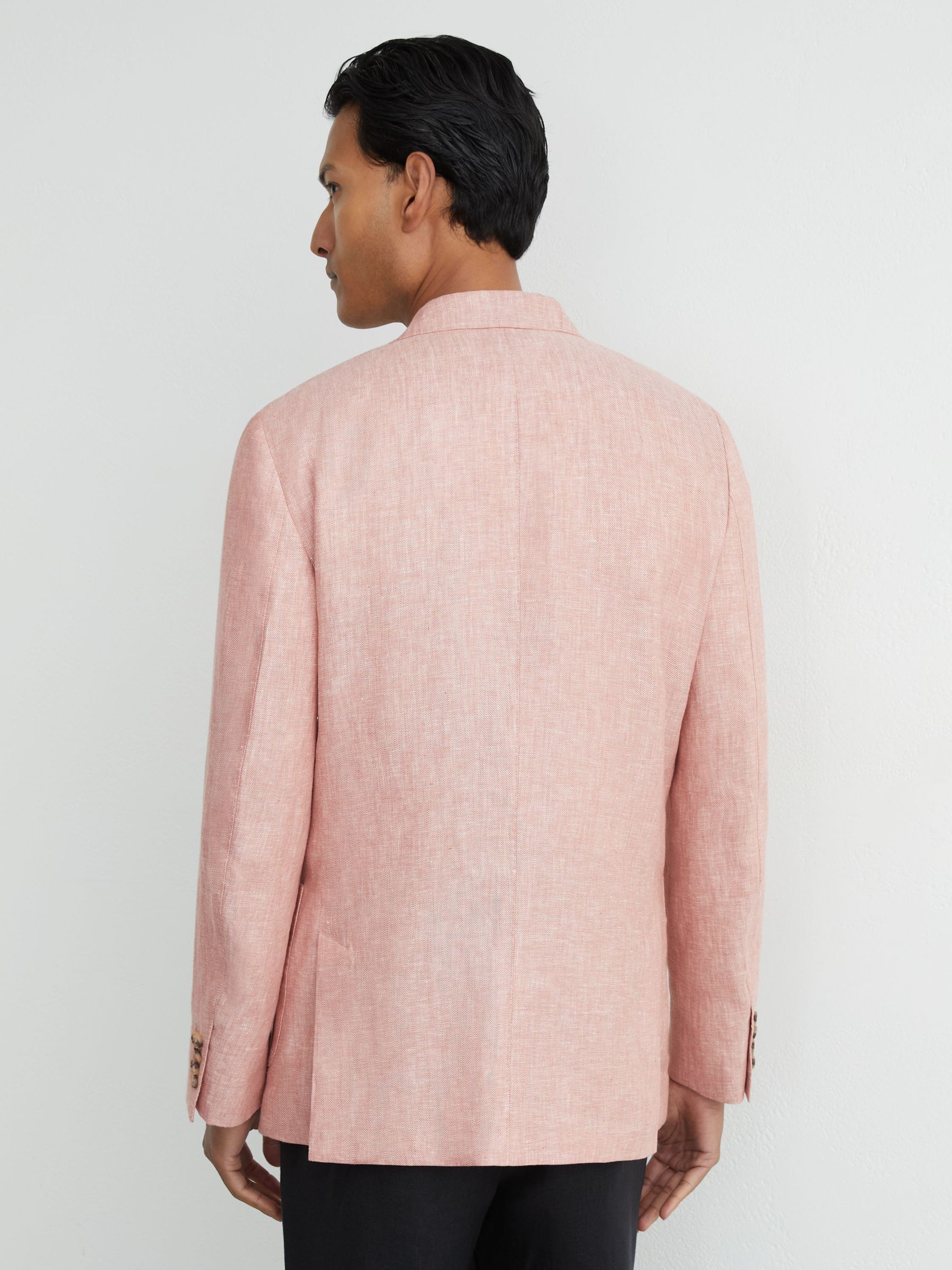 Tailored-Fit Linen-Twill Single-Breasted Blazer in Plum Pink - Image 4 of 7