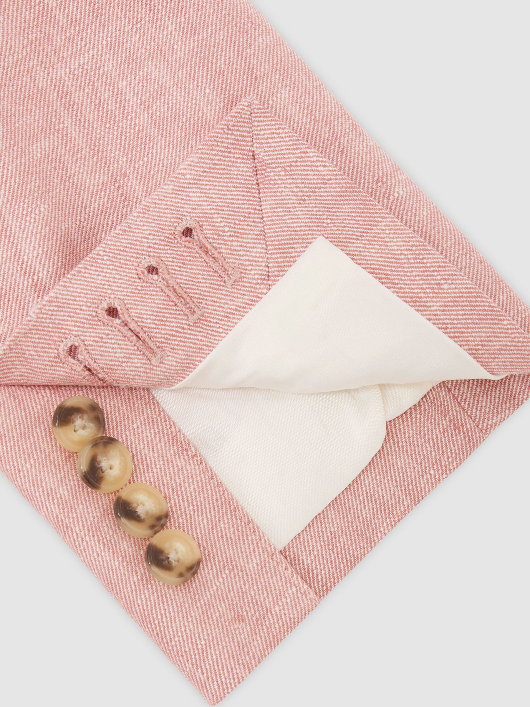 Tailored Fit Linen-Twill Single-Breasted Blazer in Plum Pink - image 5