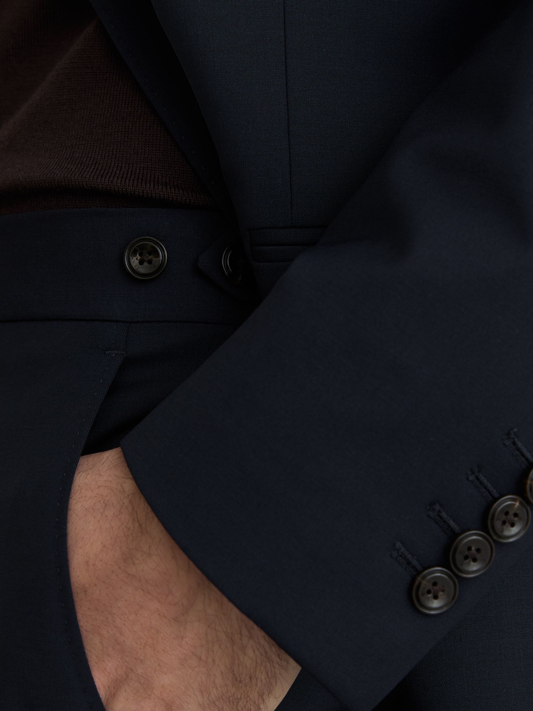 Classic Fit Wool-Blend Suit Trousers in Navy - image 5