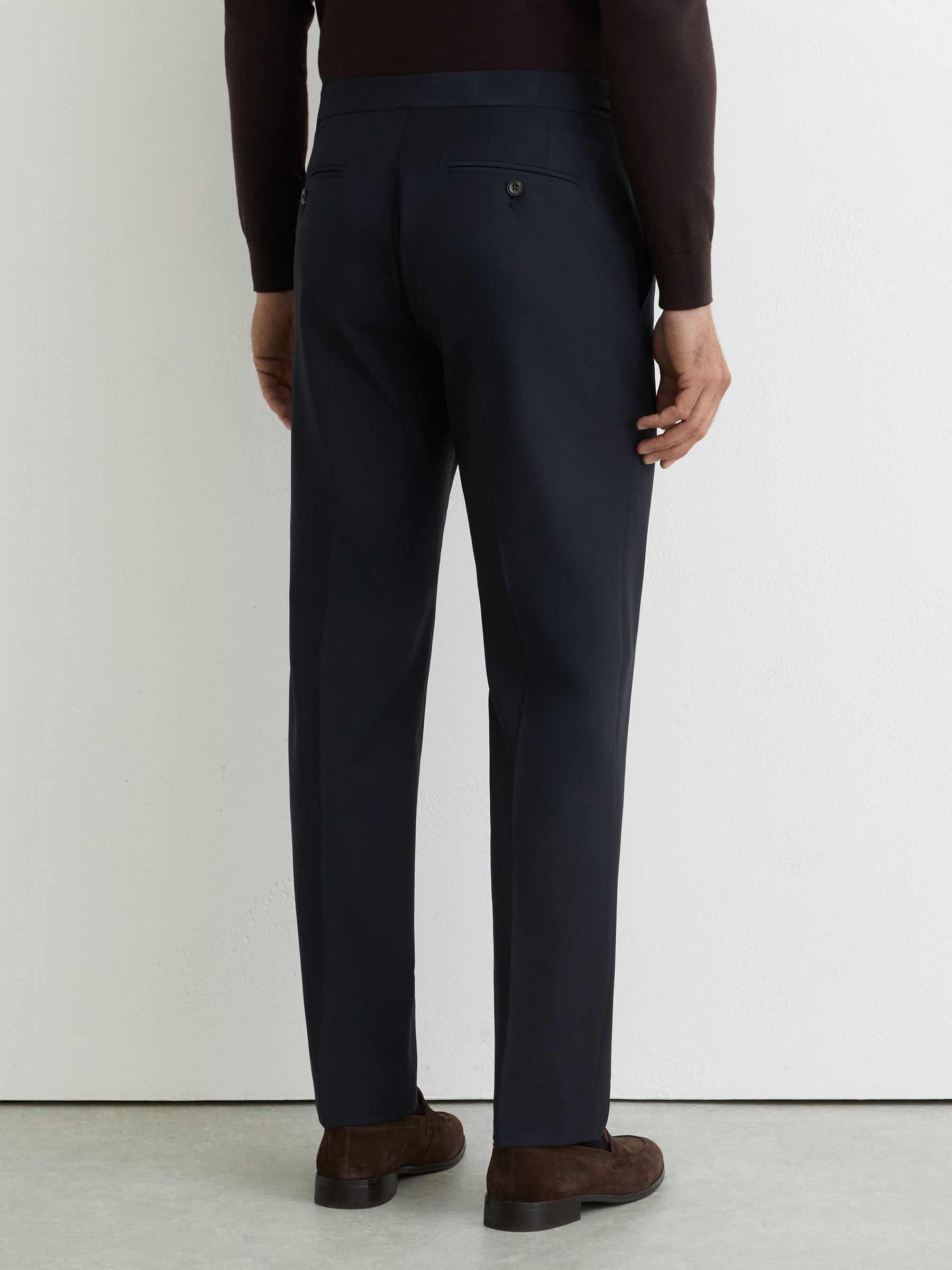 Classic Fit Wool-Blend Suit Trousers in Navy - image 4