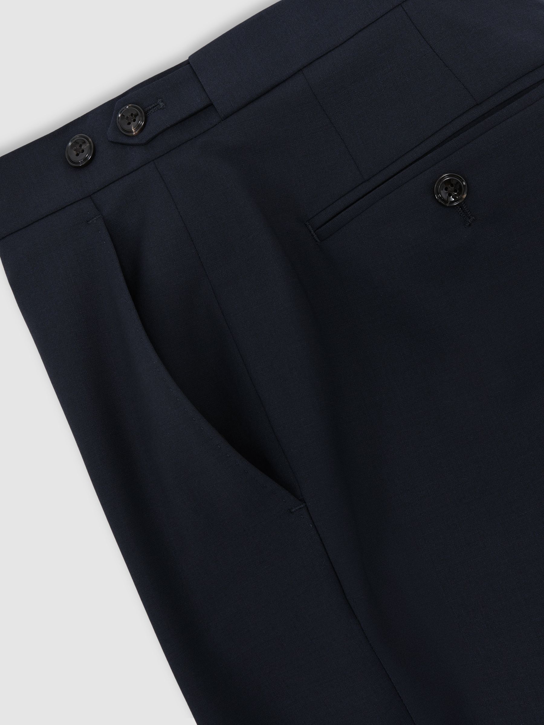 Classic Fit Wool-Blend Suit Trousers in Navy - image 3