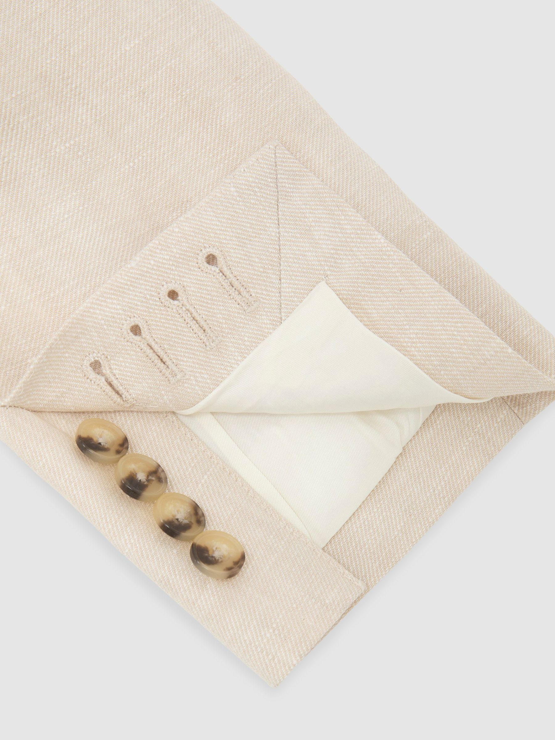 Tailored Fit Linen-Twill Single-Breasted Blazer in Stone - image 3
