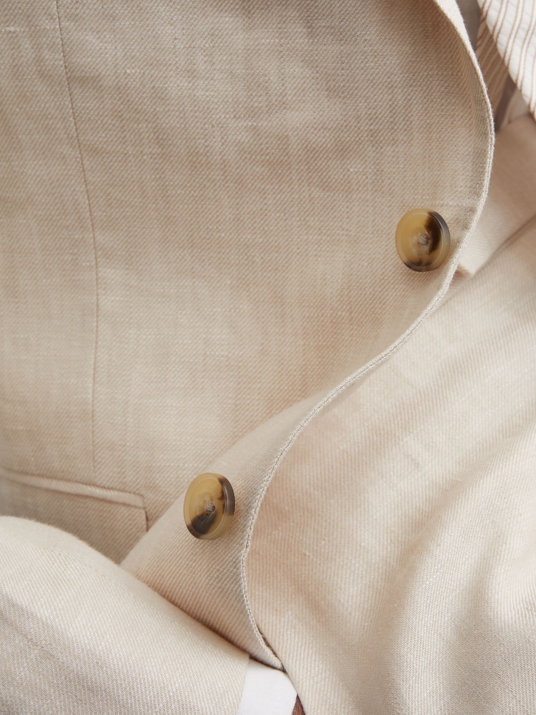 Linen-Twill Single-Breasted Tailored-Fit Blazer in Stone - Image 4 of 8