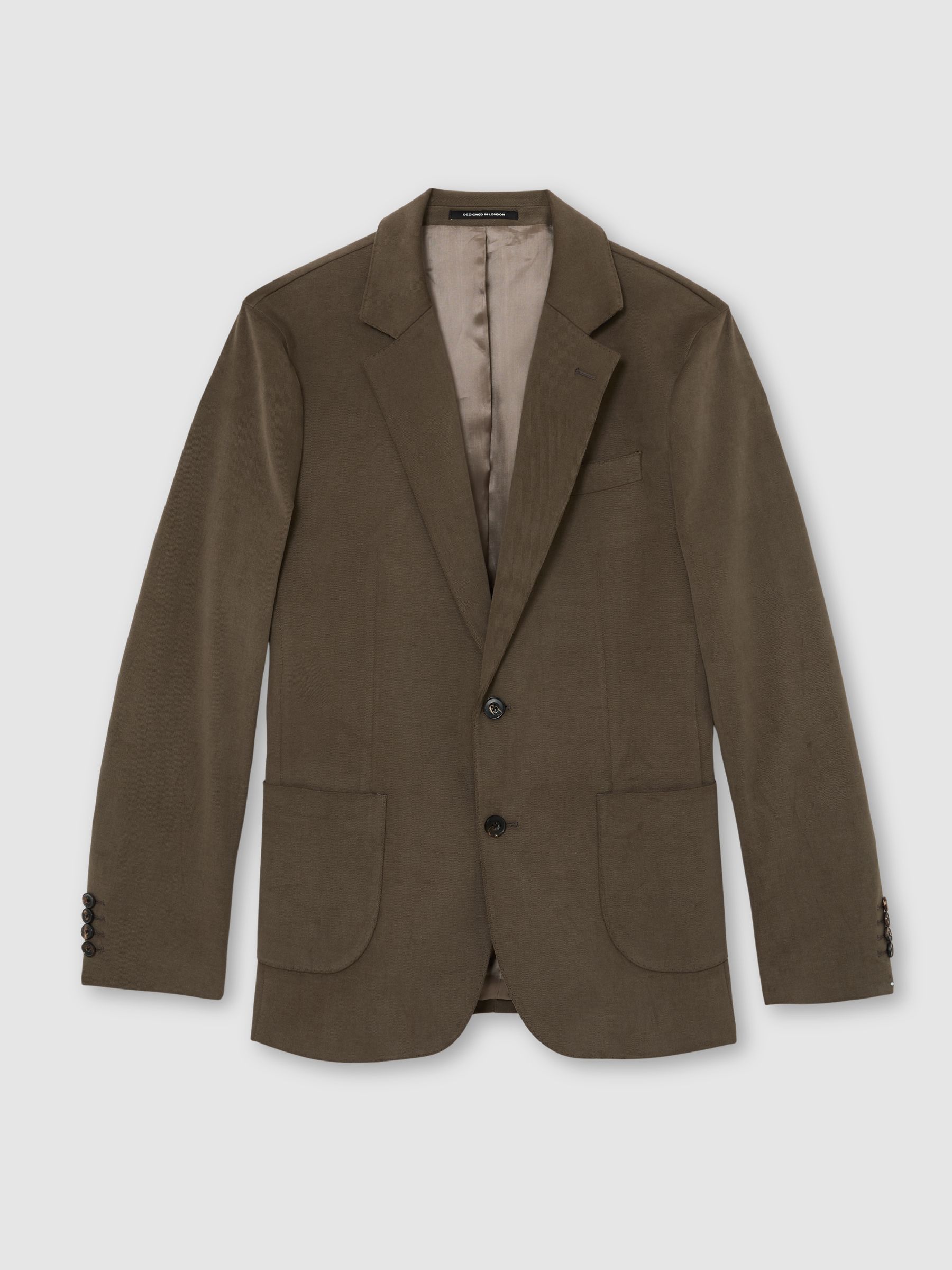 Brushed Twill Single-Breasted Blazer Tailored-Fit in Taupe Brown - image 1