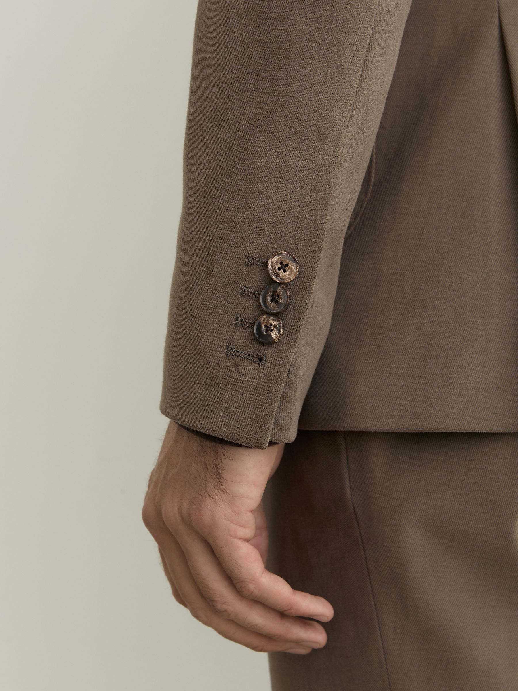 Brushed Twill Single-Breasted Blazer Tailored-Fit in Taupe Brown - image 5