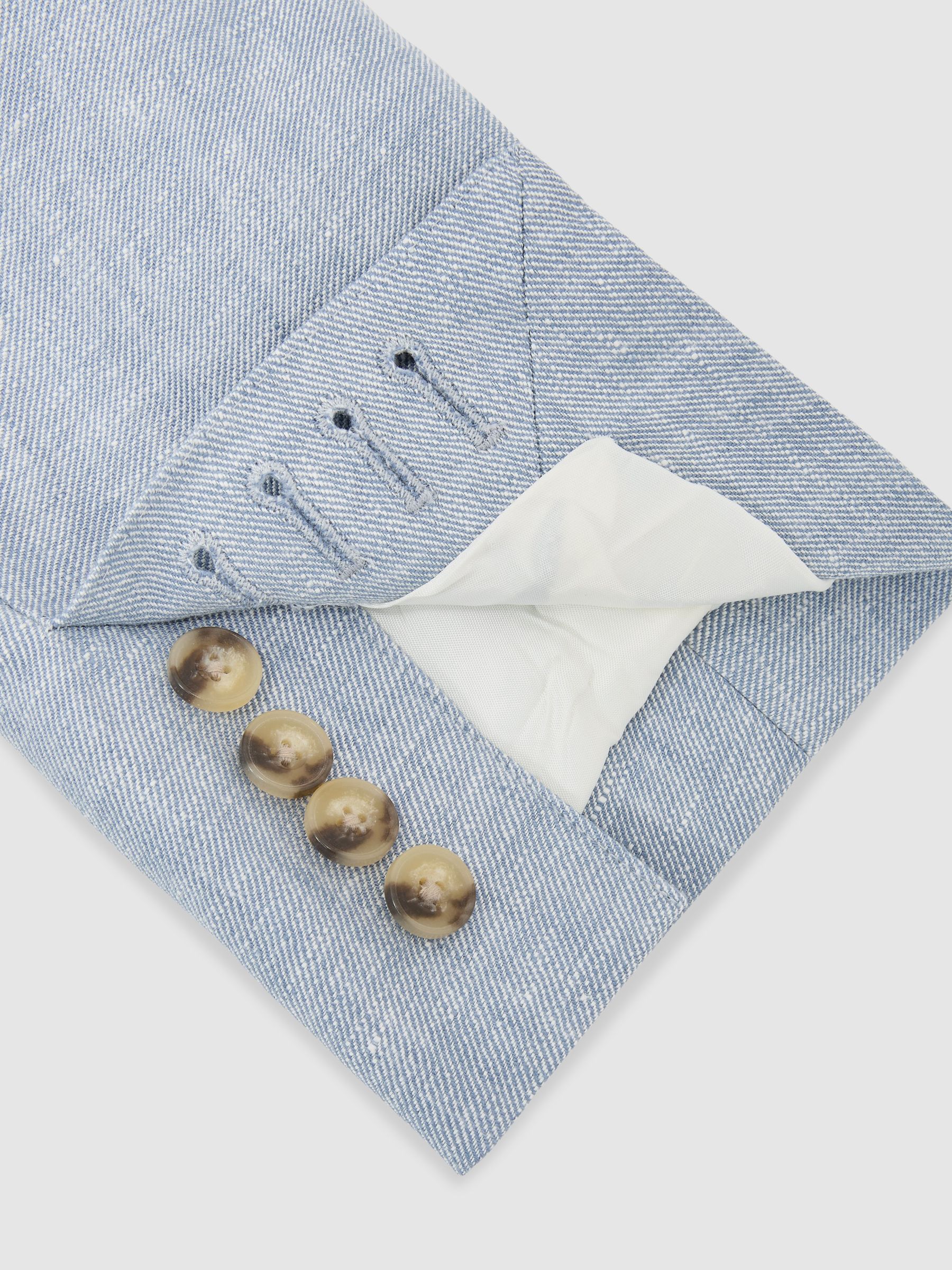 Tailored Fit Linen-Twill Single-Breasted Blazer in Soft Blue - image 3