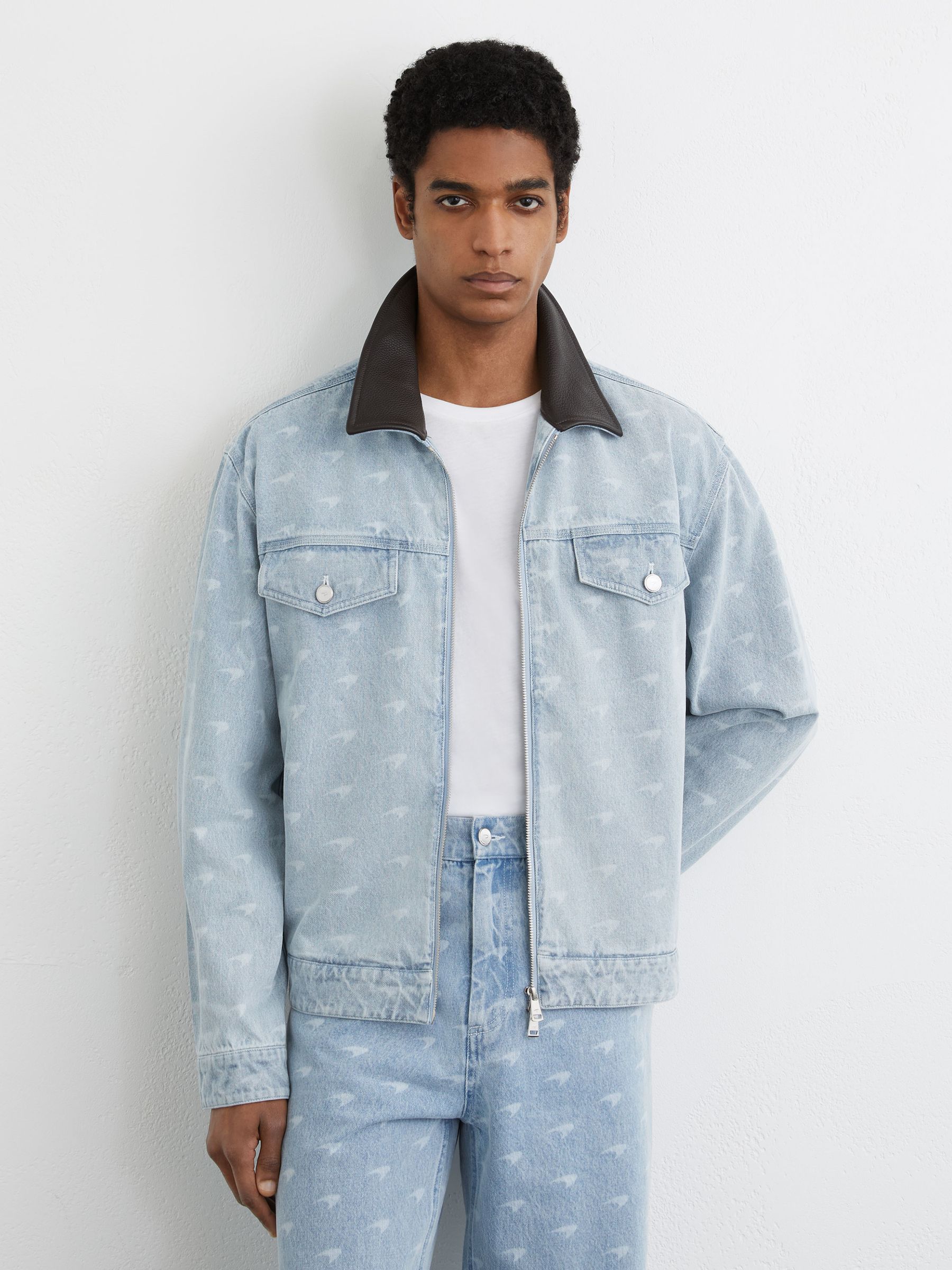 McLaren Soft Blue Racing Speedmark Denim Jacket Unisex-Fit in Soft Blue - Image 1 of 8