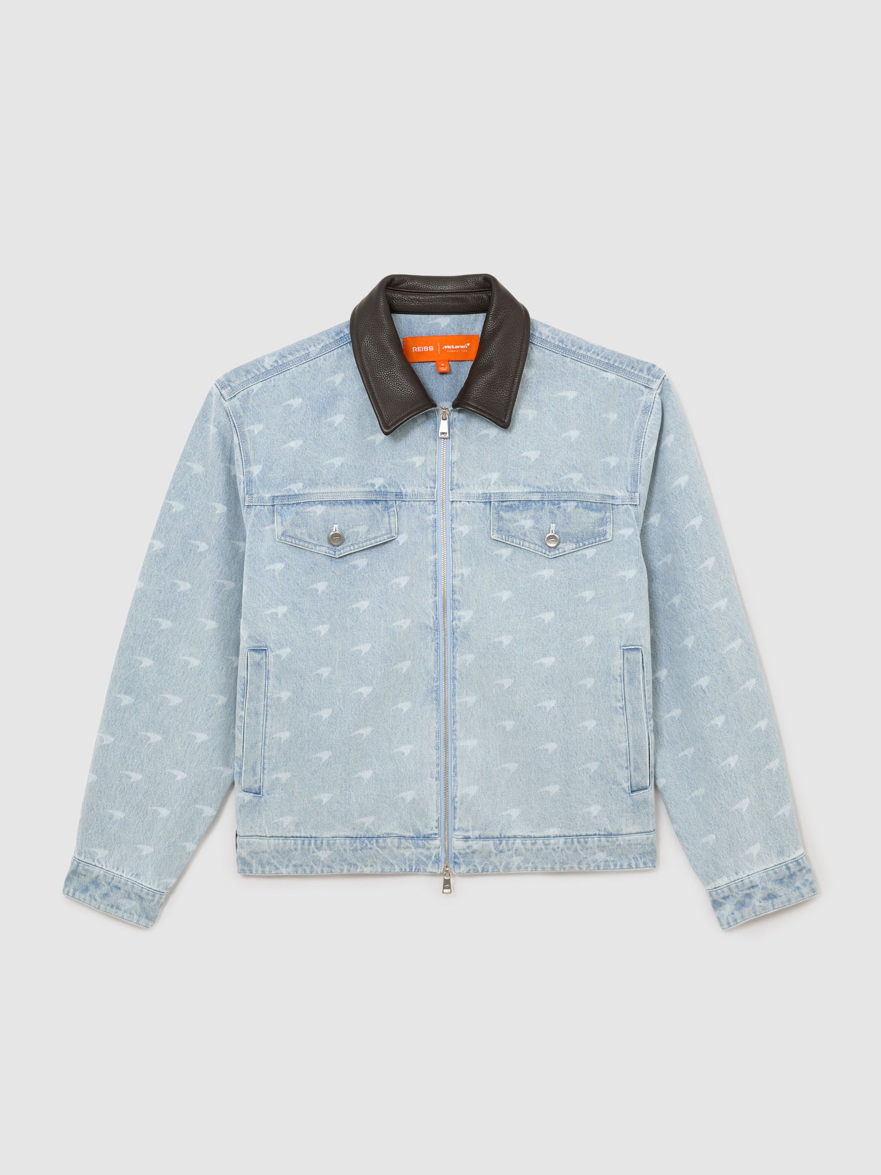 McLaren Soft Blue Racing Speedmark Denim Jacket Unisex-Fit in Soft Blue - Image 2 of 8