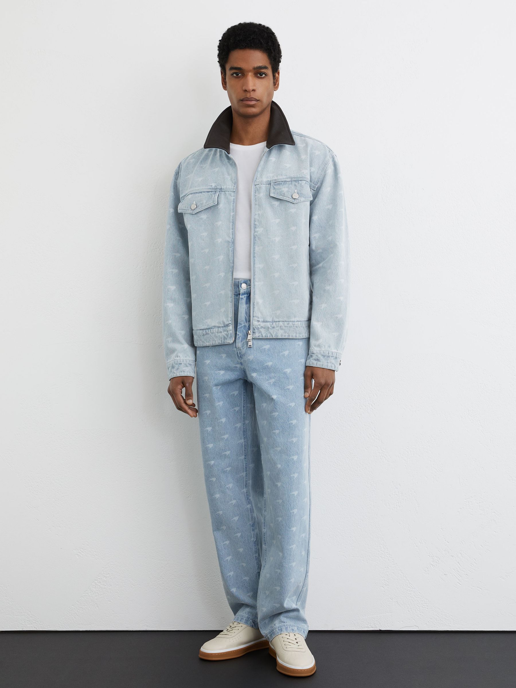 McLaren Soft Blue Racing Speedmark Denim Jacket Unisex-Fit in Soft Blue - Image 3 of 8