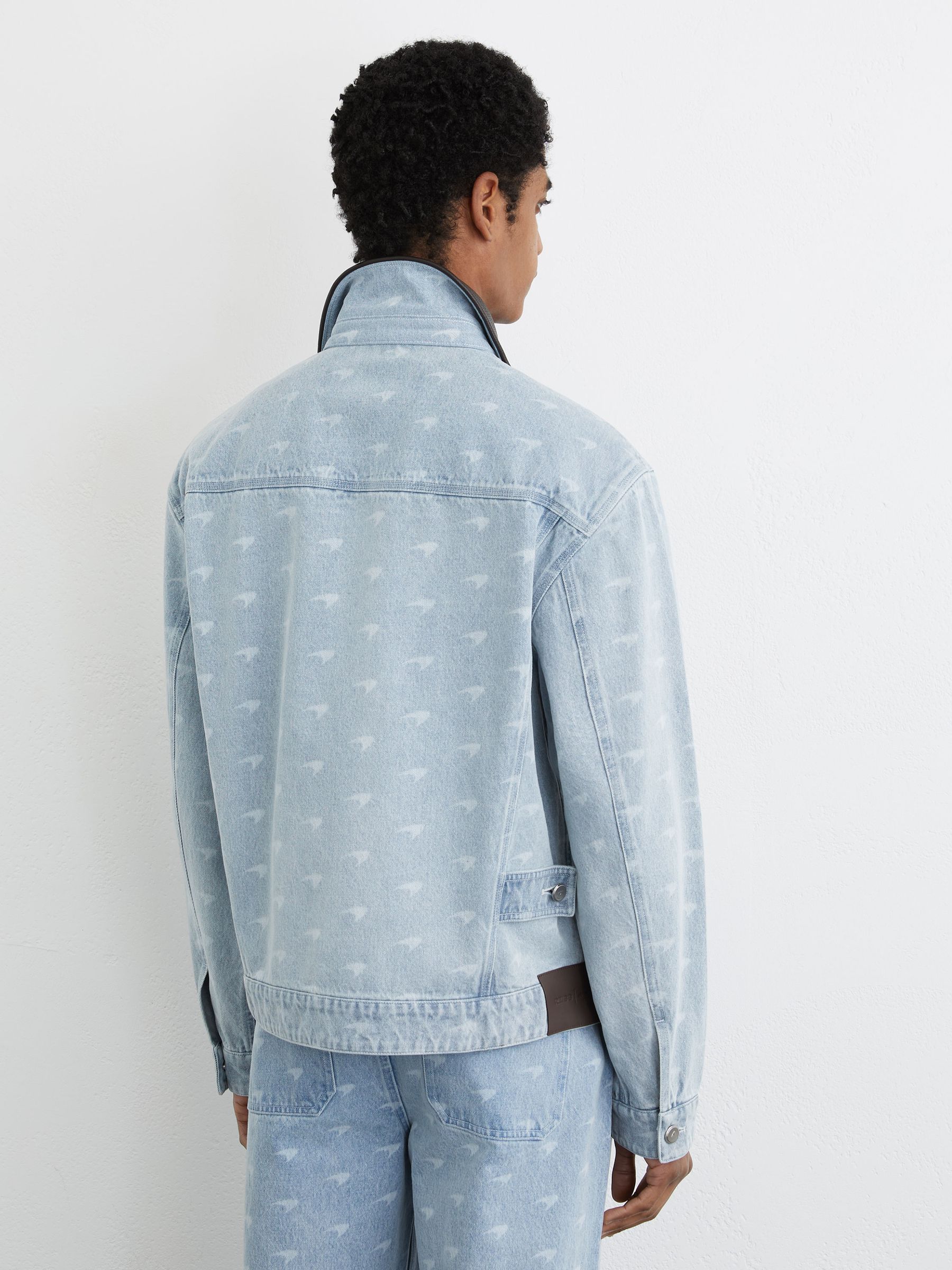 McLaren Soft Blue Racing Speedmark Denim Jacket Unisex-Fit in Soft Blue - Image 5 of 8