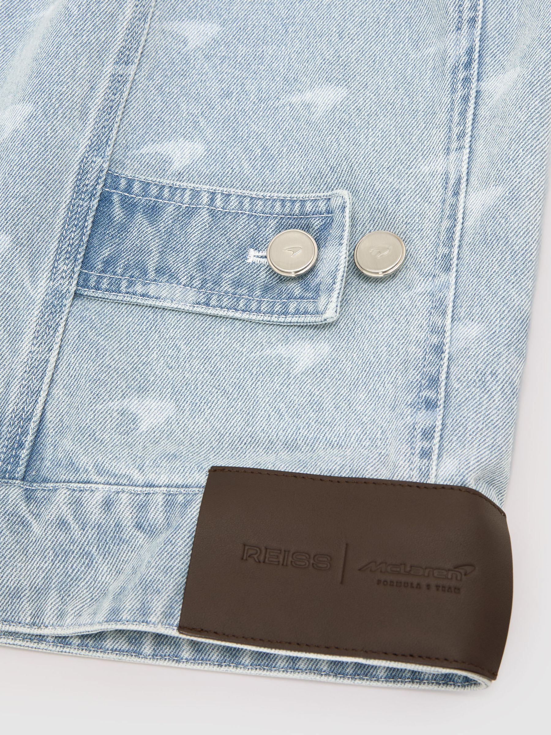 McLaren Racing Speedmark Denim Jacket Unisex-Fit in Soft Blue - image 2