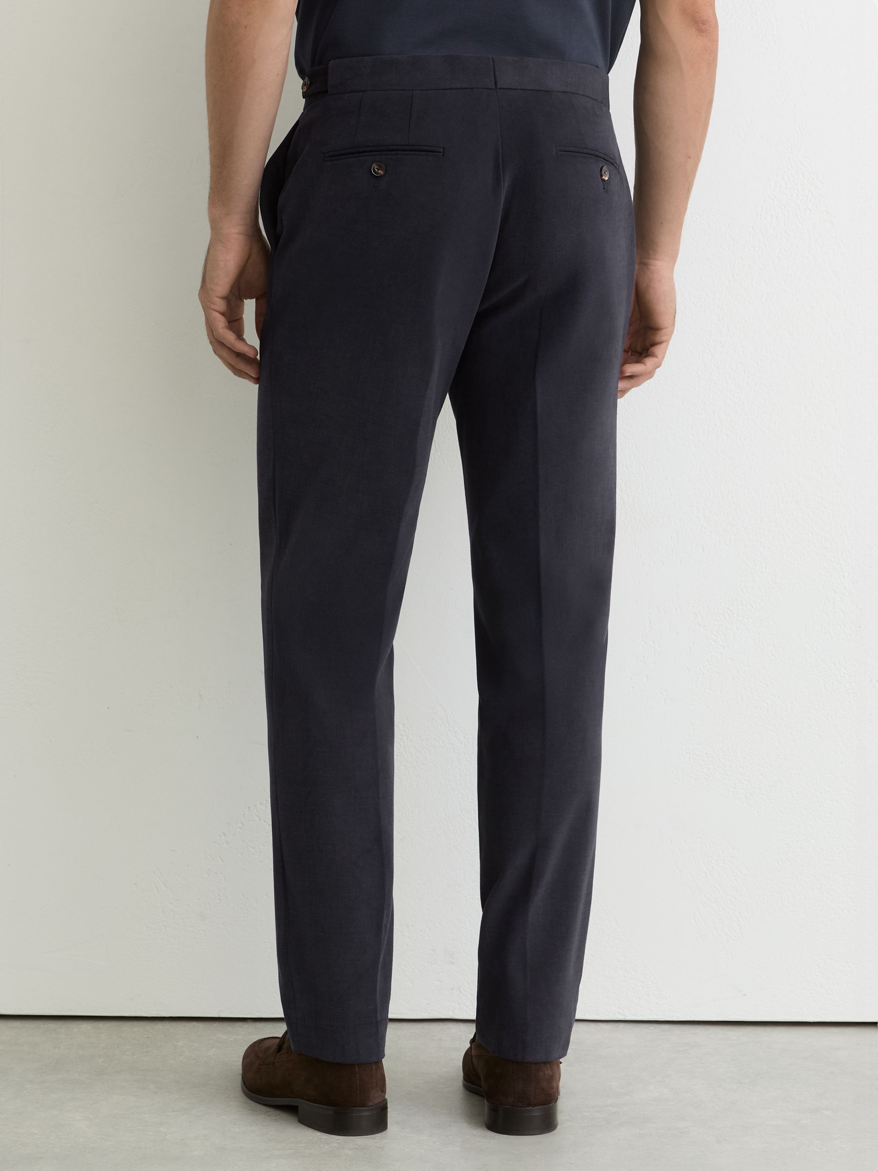 Brushed Twill Tailored-Fit Trousers in Navy - image 4