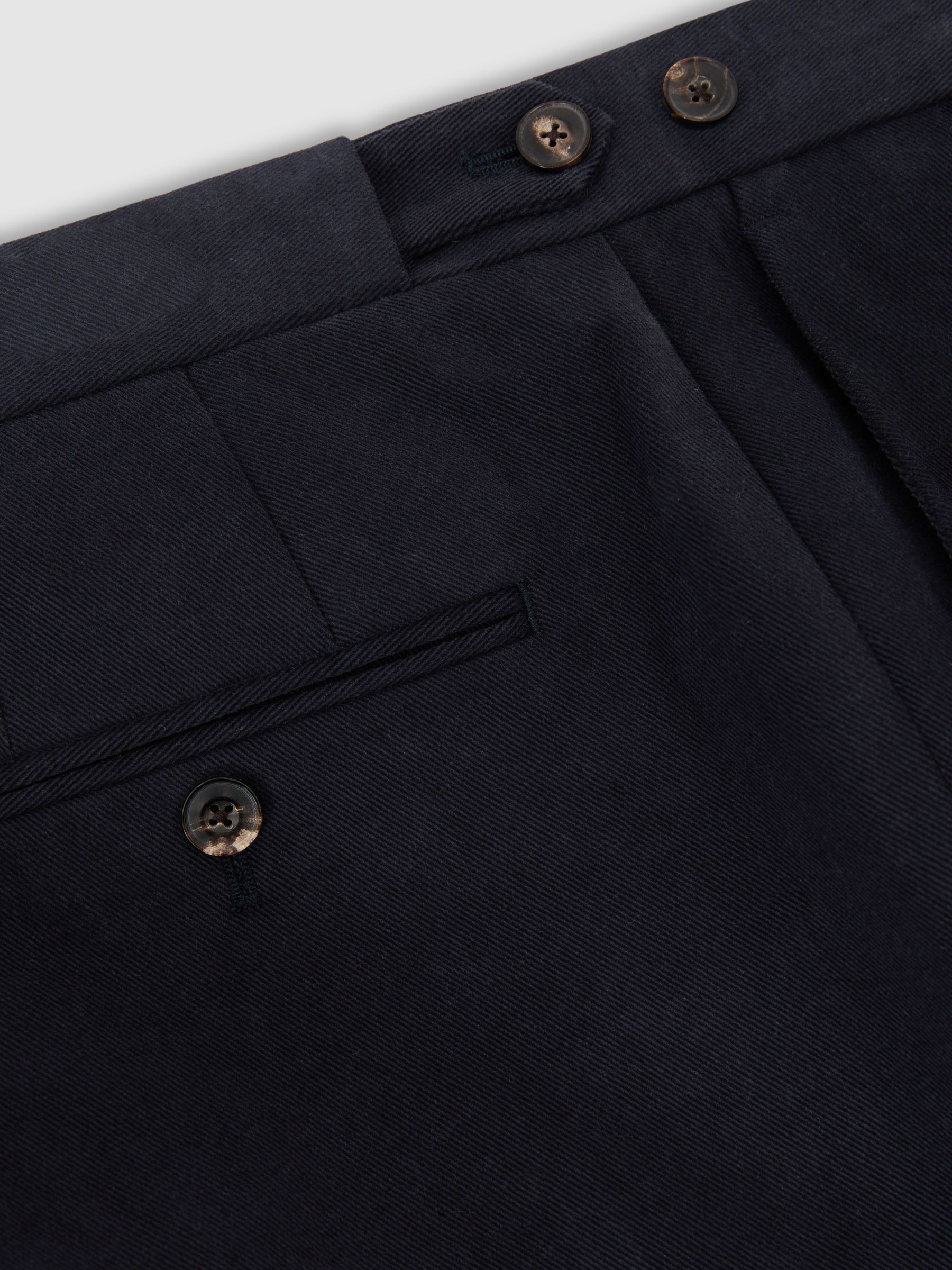 Brushed Twill Tailored-Fit Trousers in Navy - image 3