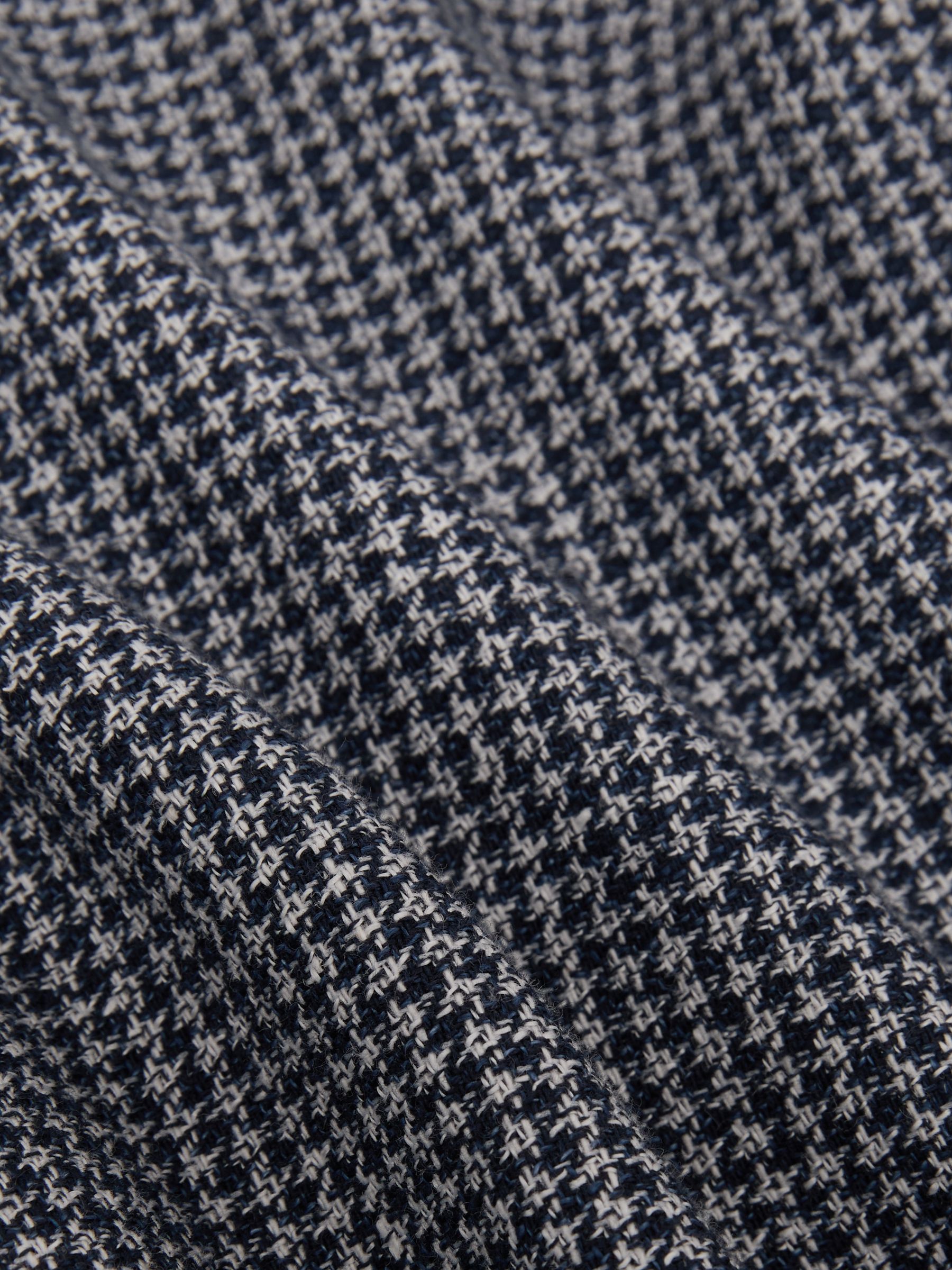 Houndstooth Single-Breasted Blazer Cotton-Blend Tailored-Fit in Navy - Image 7 of 7