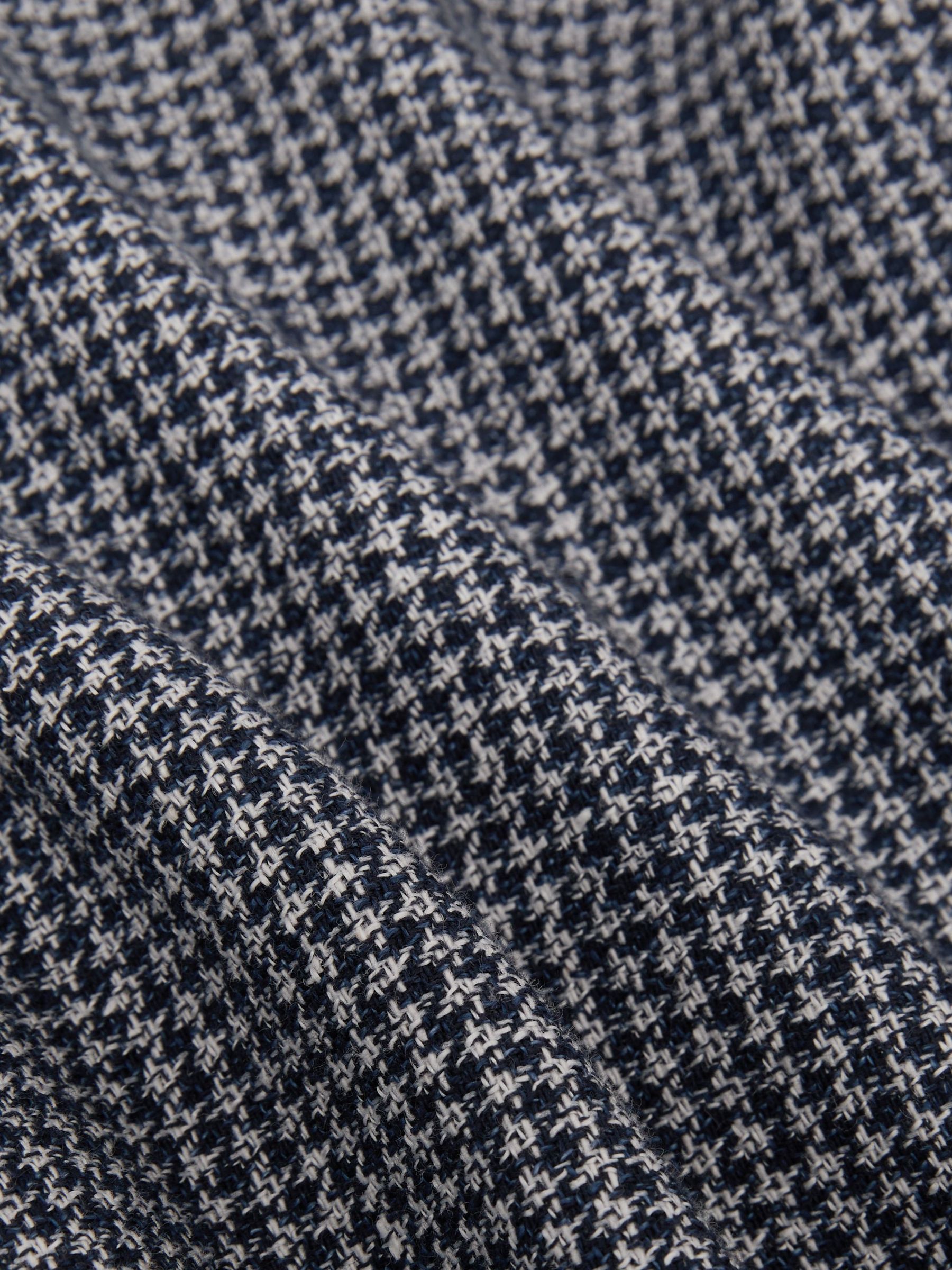 Houndstooth Single-Breasted Blazer Cotton-Blend Tailored-Fit in Navy - image 3