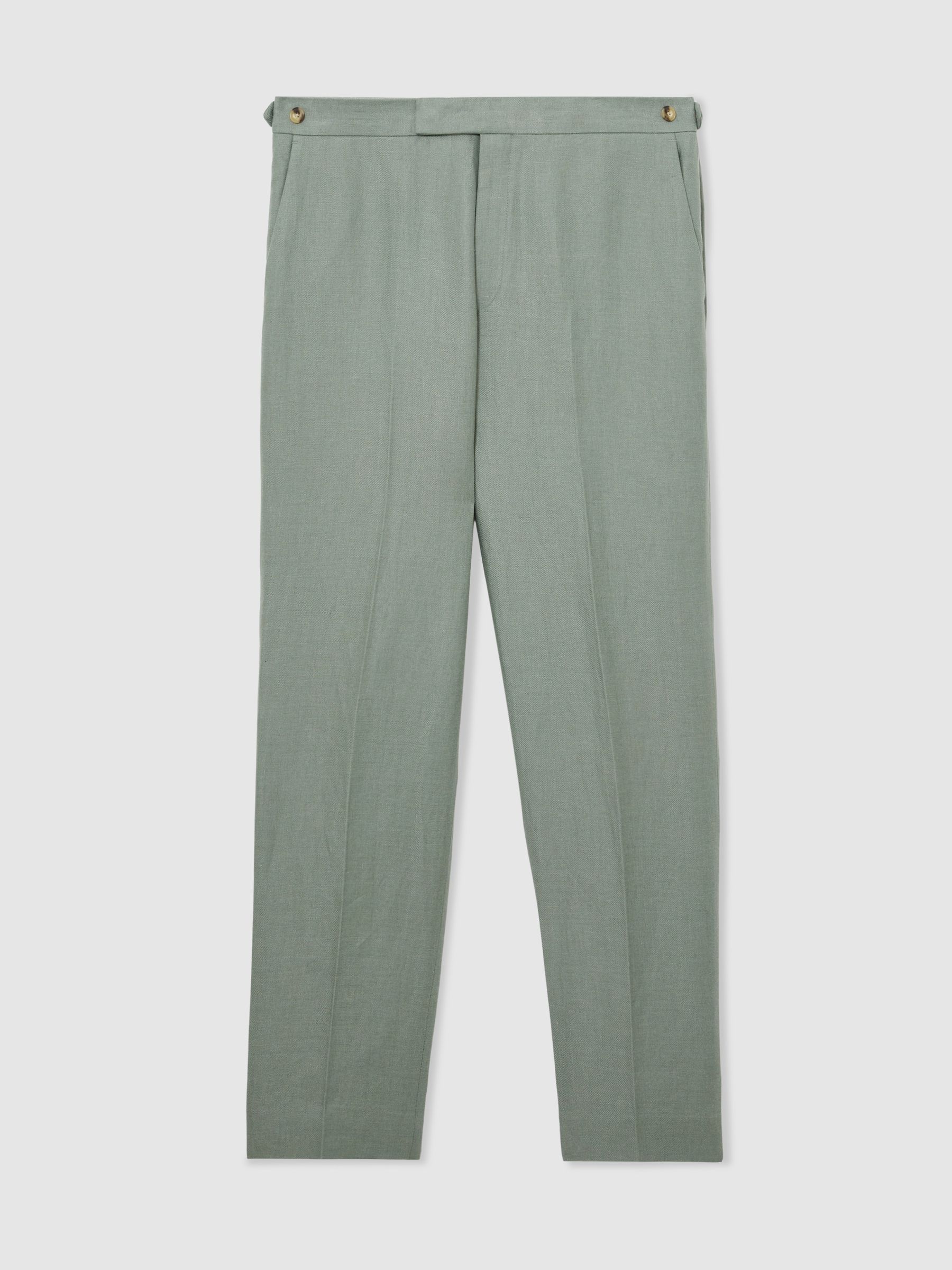 Linen-Twill Tailored-Fit Suit Trousers in Sage - Image 2 de 7 Linen-Twill Tailored-Fit Suit Trousers in Sage - Image 2 de 7