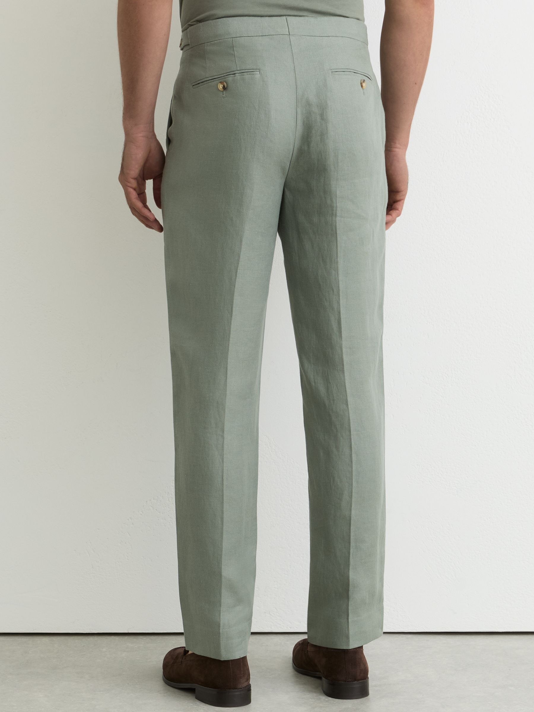 Linen-Twill Tailored-Fit Suit Trousers in Sage - Image 6 de 7