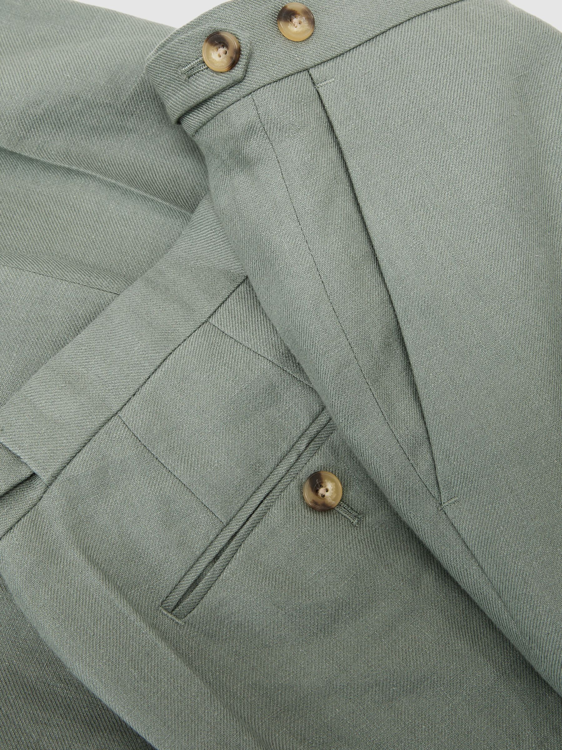 Linen-Twill Tailored-Fit Suit Trousers in Sage - Image 7 de 7