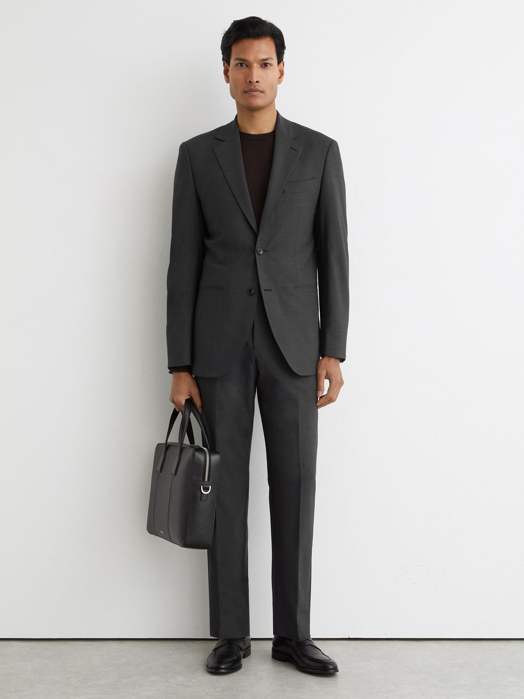 Wool-Blend Classic-Fit Suit Trousers in Grey - Image 1 of 7