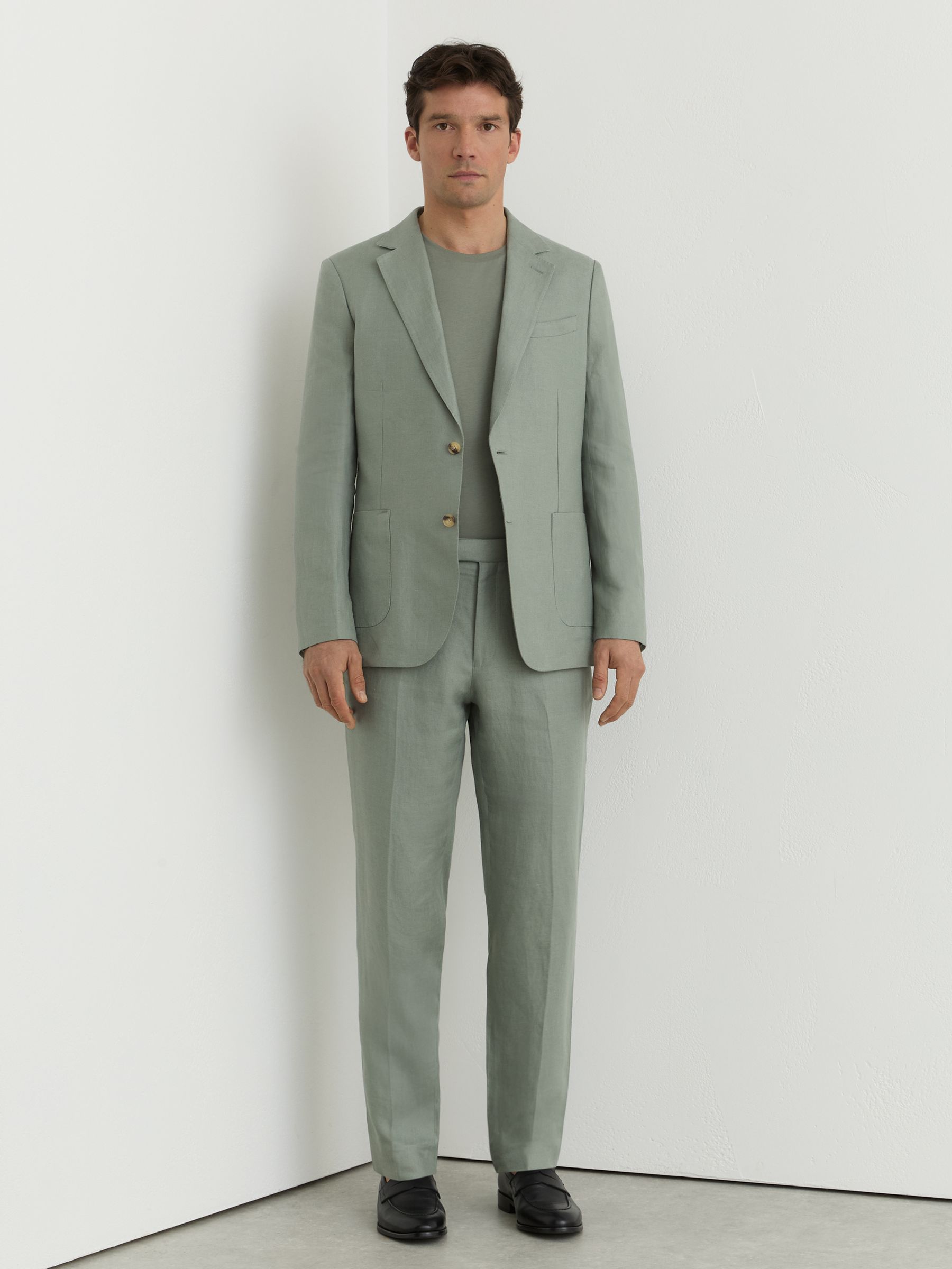 Linen-Twill Single-Breasted Tailored-Fit Blazer in Sage - Image 5 of 9