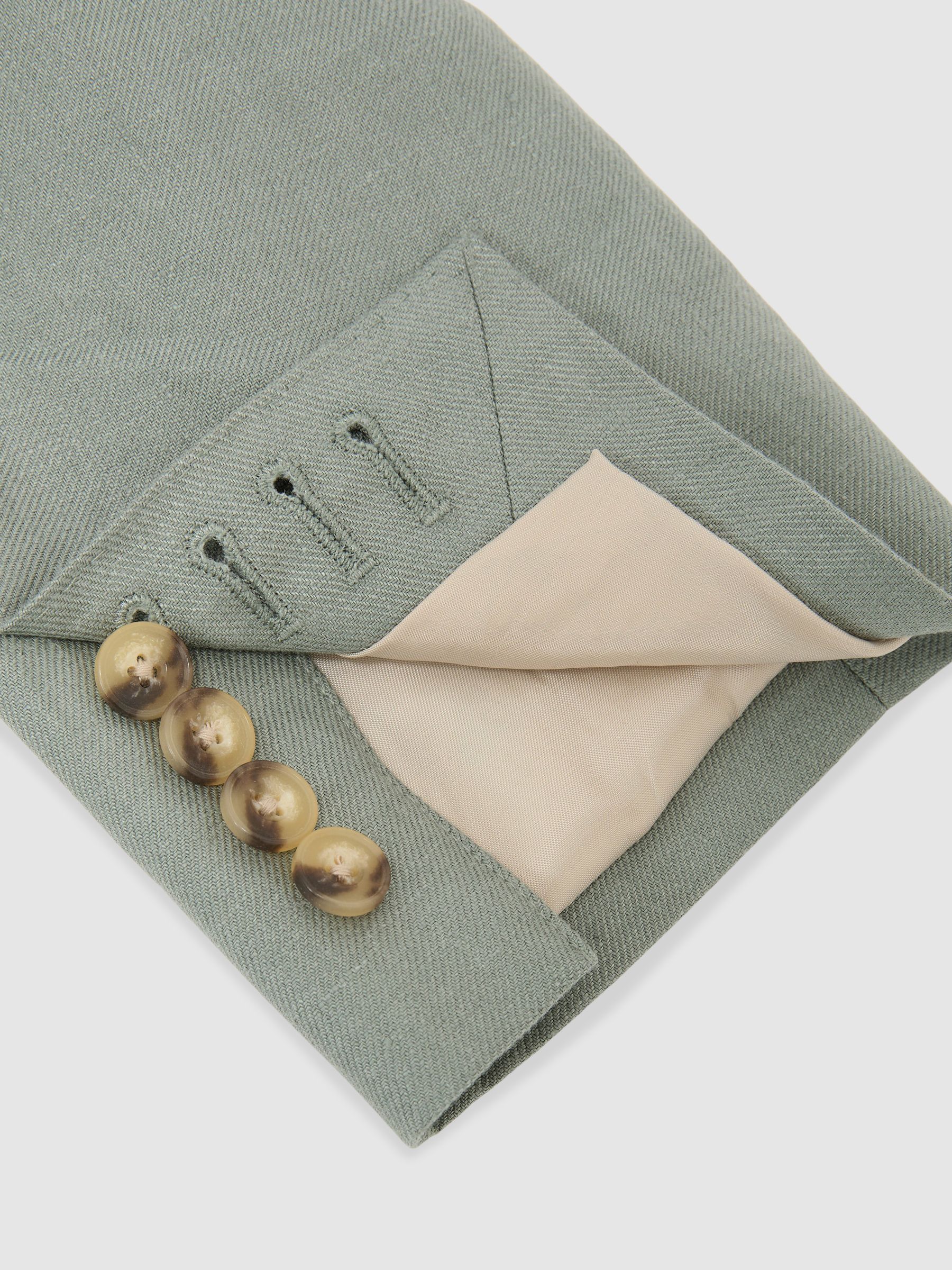 Linen-Twill Single-Breasted Tailored-Fit Blazer in Sage - Image 8 of 9