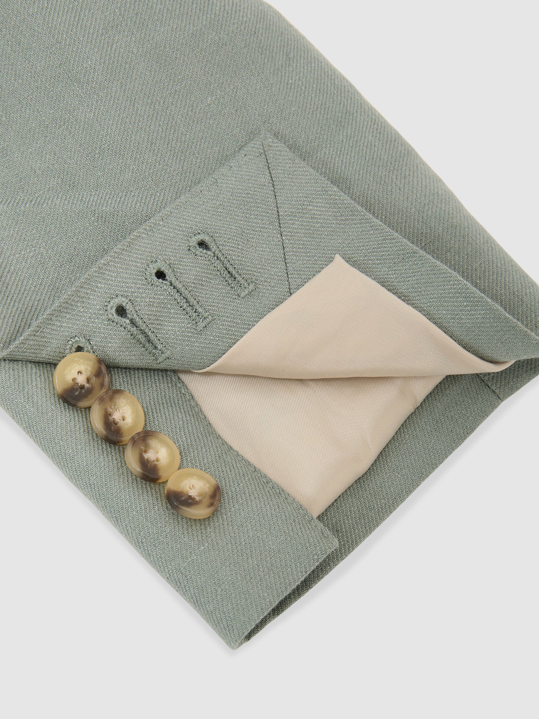 Tailored Fit Linen-Twill Single-Breasted Blazer in Sage - image 2