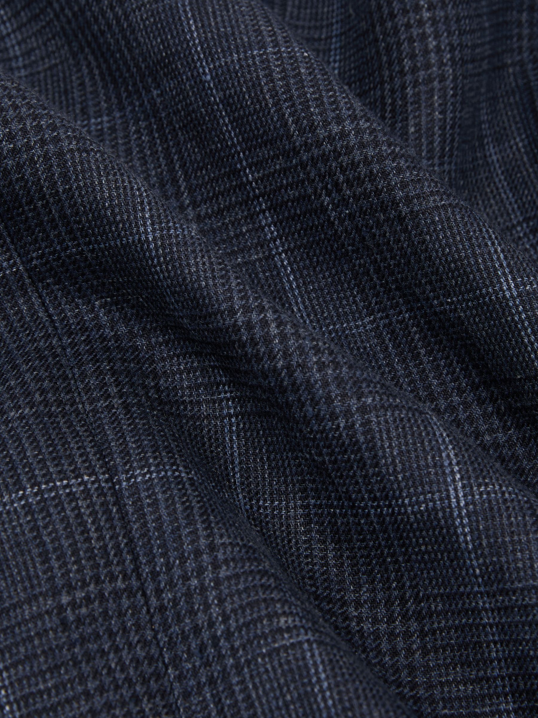 Linen Check Double-Breasted Tailored-Fit Blazer in Navy - Image 8 of 8