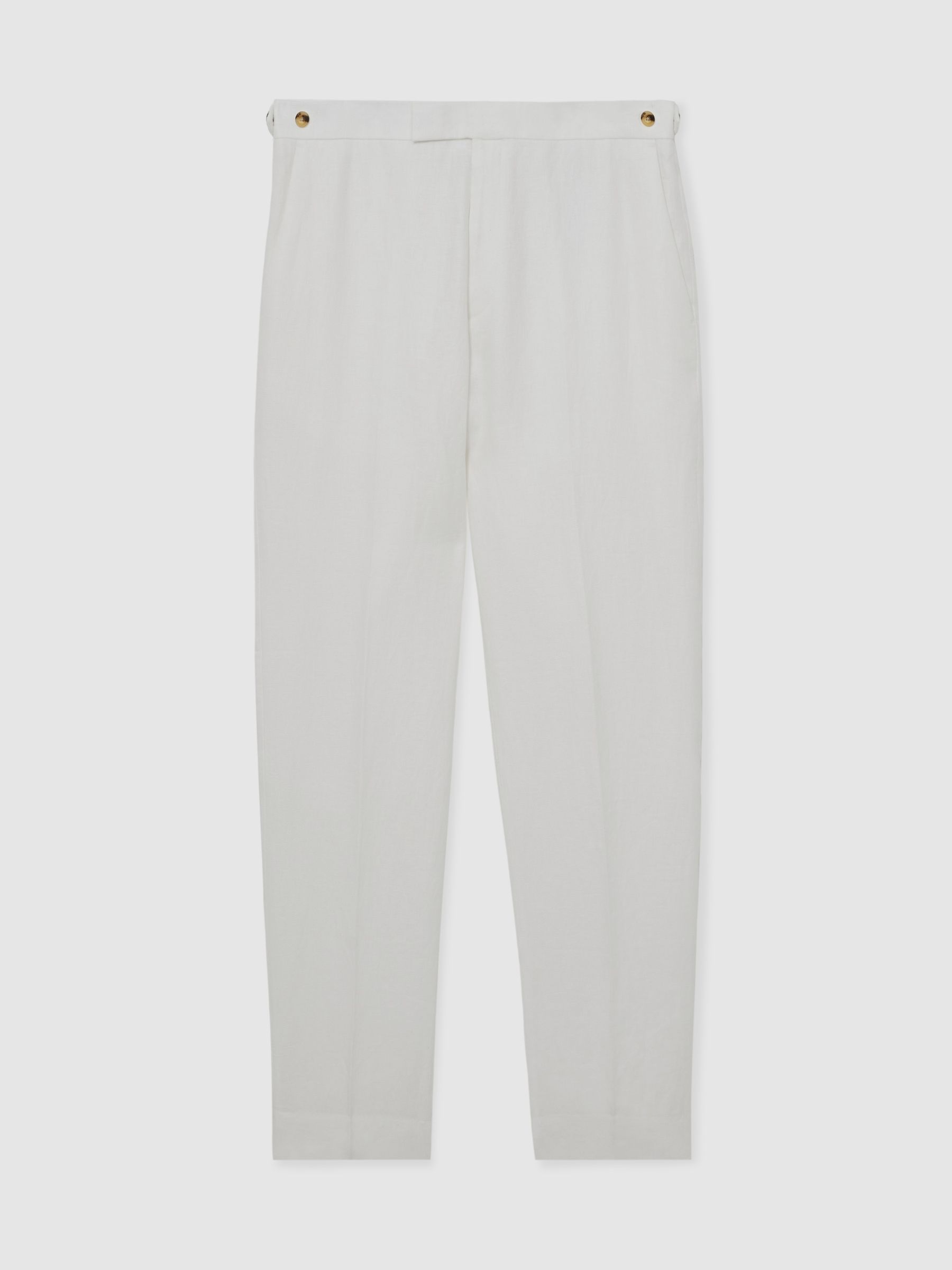 Linen-Twill Tailored-Fit Suit Trousers in White - Image 2 de 7 Linen-Twill Tailored-Fit Suit Trousers in White - Image 2 de 7