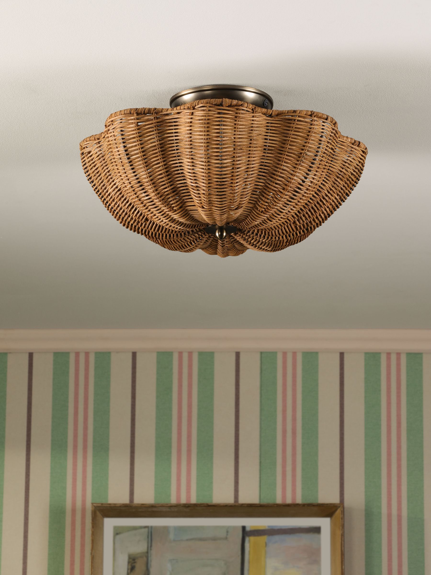 Brown Braywick 2 Light Rattan Flush Ceiling Light - Image 2 of 7