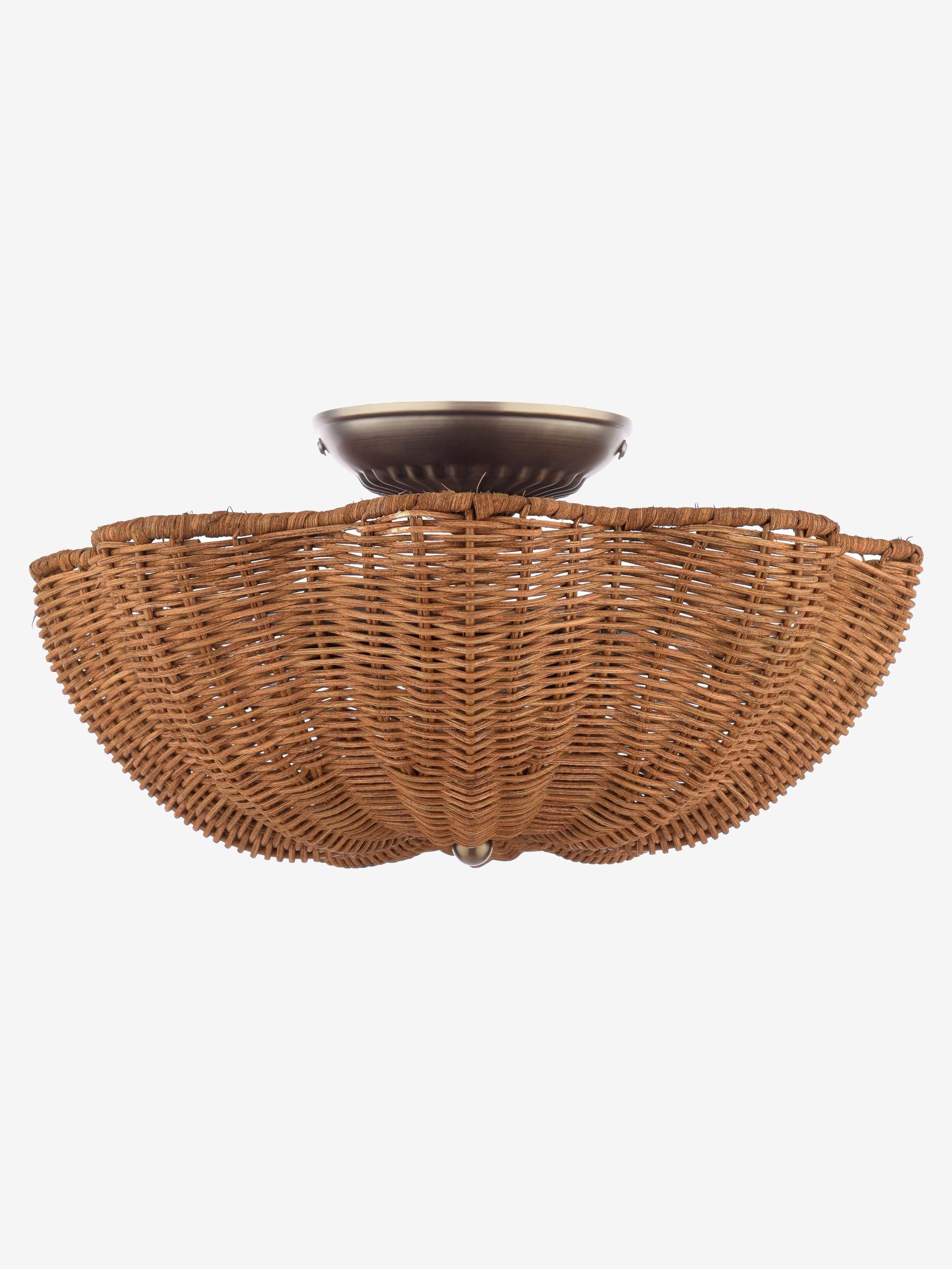 Brown Braywick 2 Light Rattan Flush Ceiling Light - Image 4 of 7