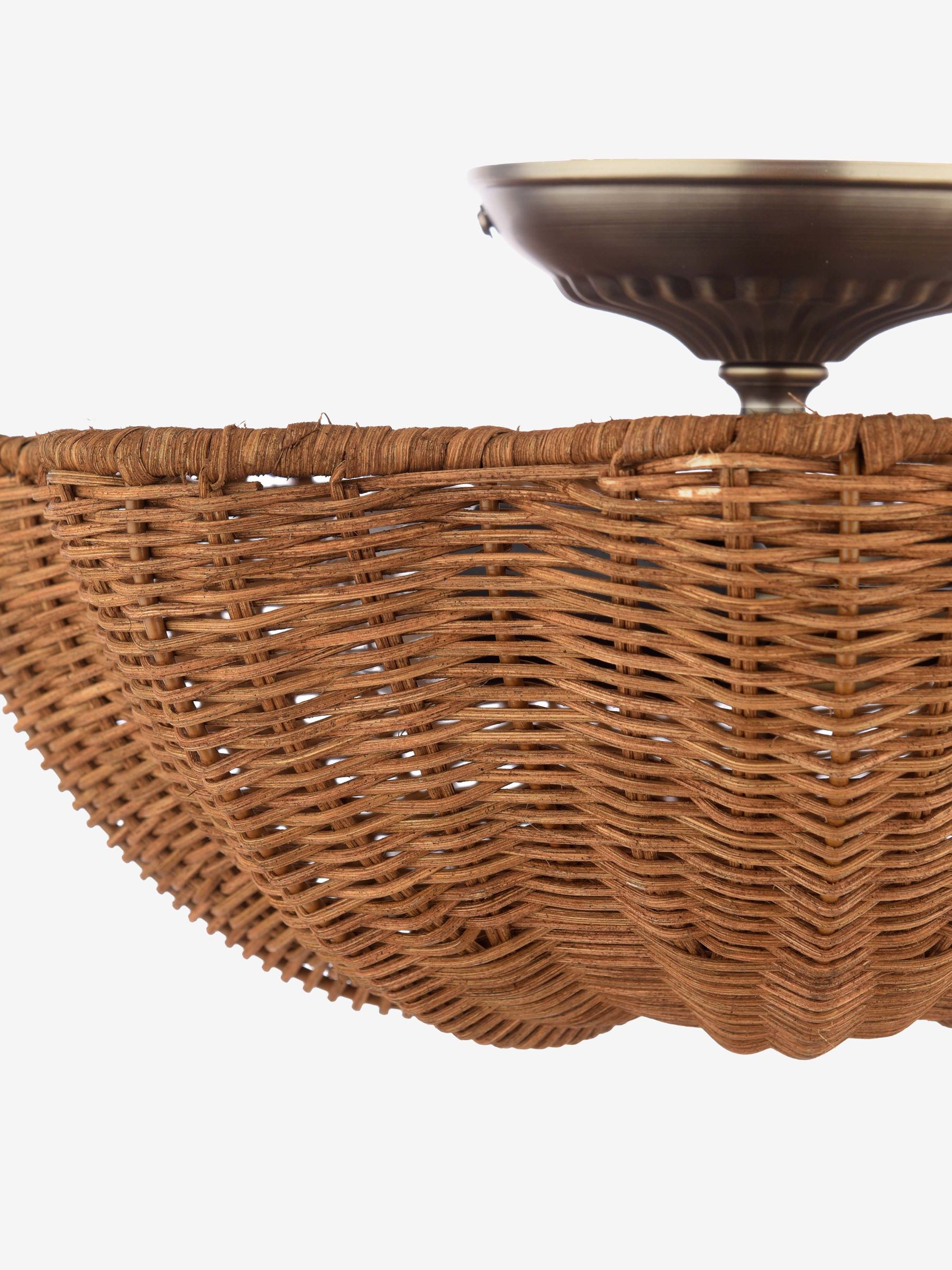Brown Braywick 2 Light Rattan Flush Ceiling Light - Image 5 of 7