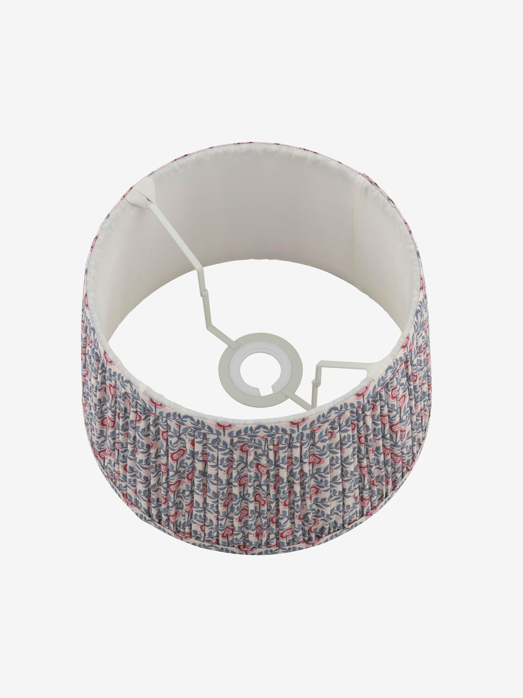 White & Blue Multi Folly Pleated Cotton Easyfit Lamp Shade - Image 5 of 7