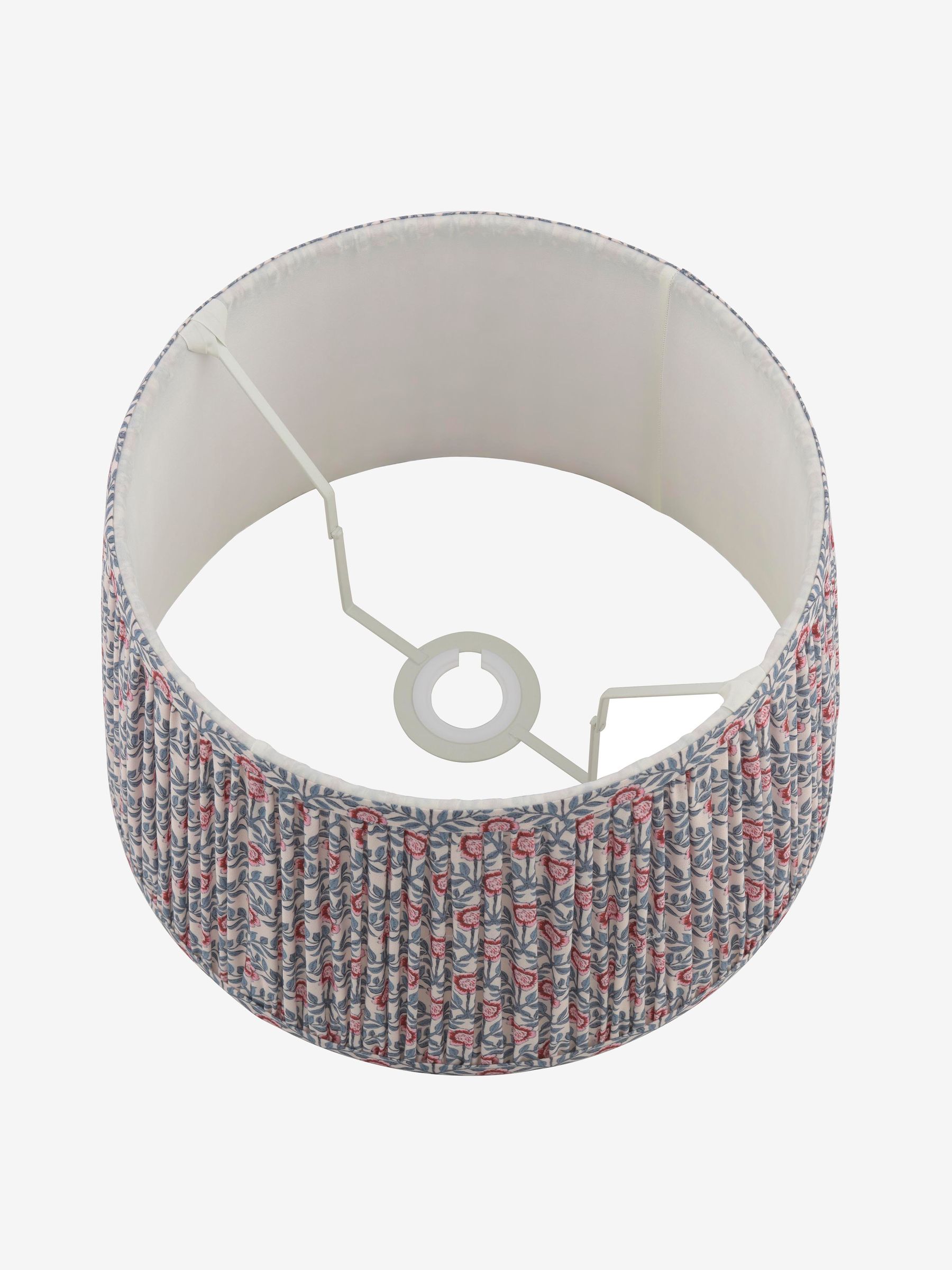 White & Blue Multi Folly Pleated Cotton Easyfit Lamp Shade - Image 6 of 7