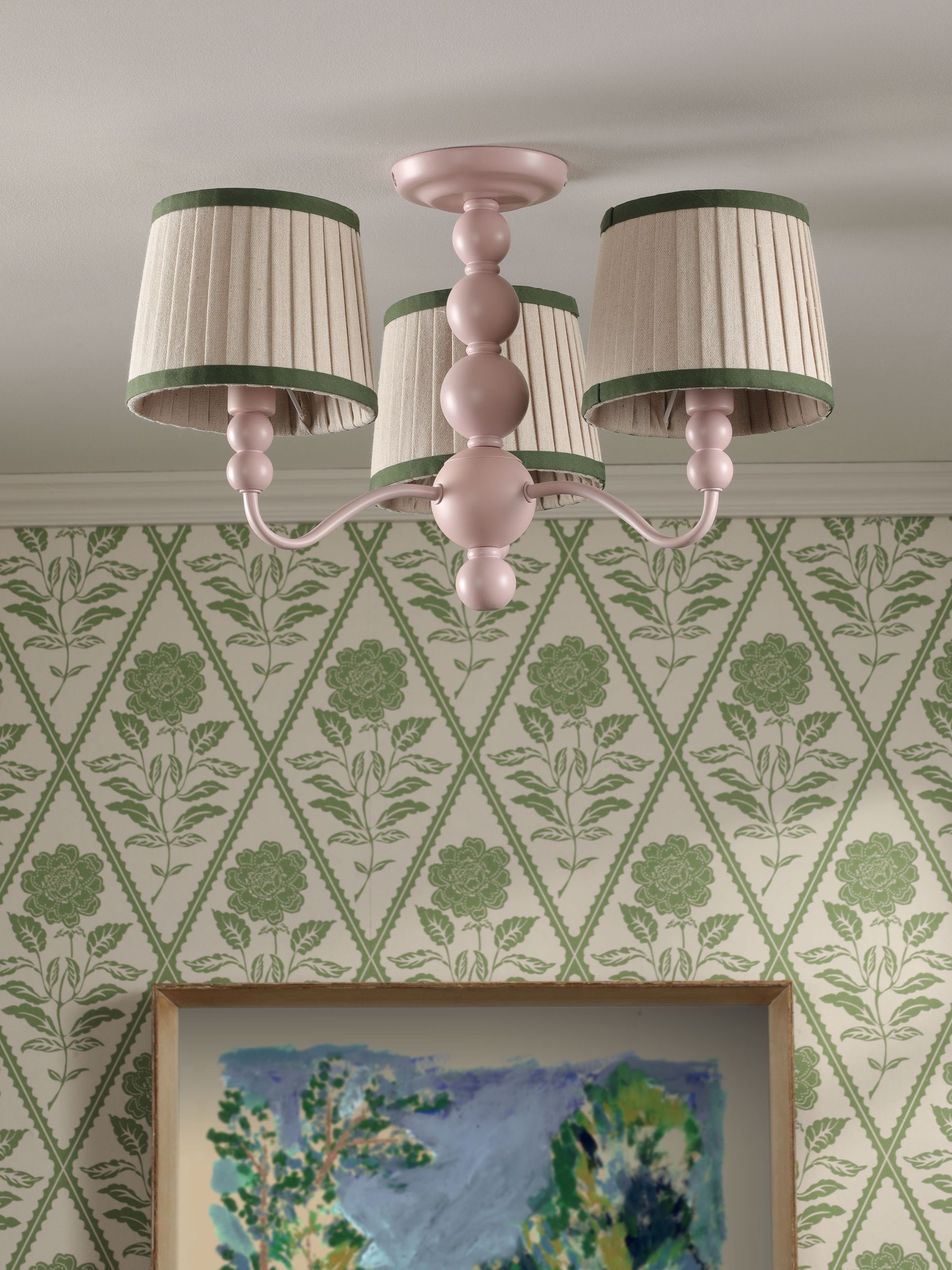 Pink Harewood 3 Light Semi Flush Ceiling Light - Image 2 of 6