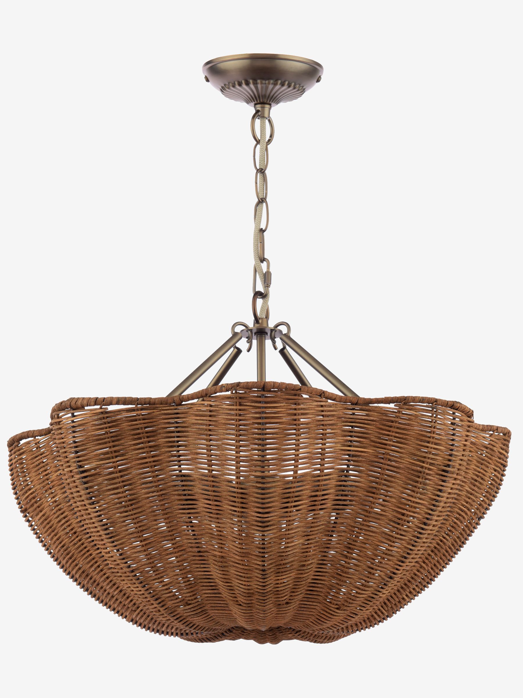 Brown Braywick 3 Light Rattan Flush Ceiling Light - Image 4 of 6