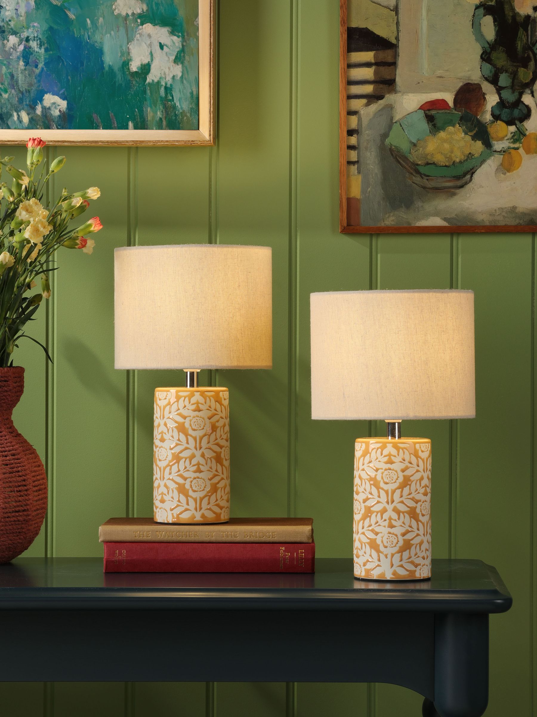 Set of 2 Yellow Highclere Table Lamp - Image 1 of 6