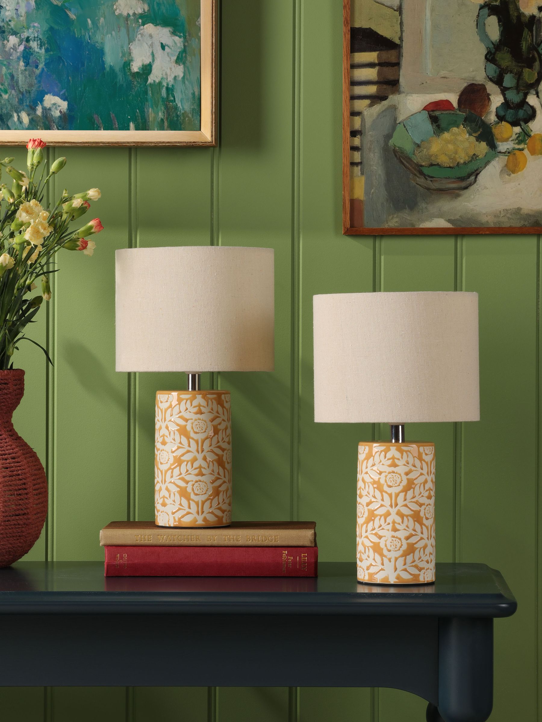 Set of 2 Yellow Highclere Table Lamp - Image 2 of 6