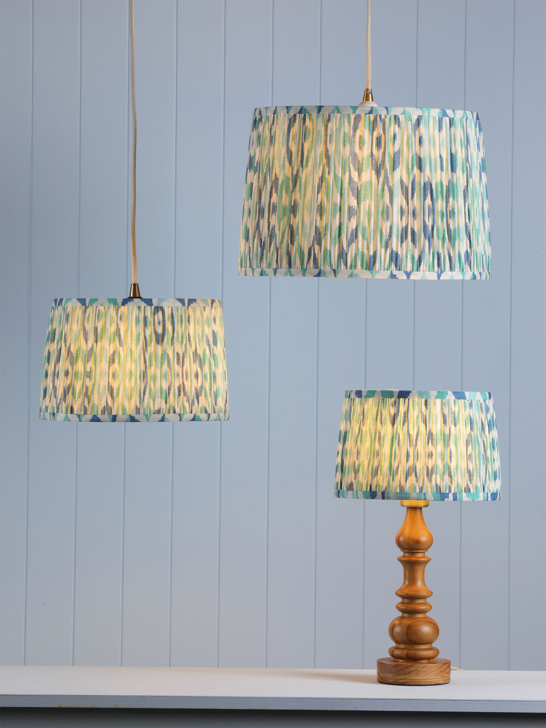 Blue Folly Pleated Cotton Easyfit Lamp Shade - Image 1 of 7