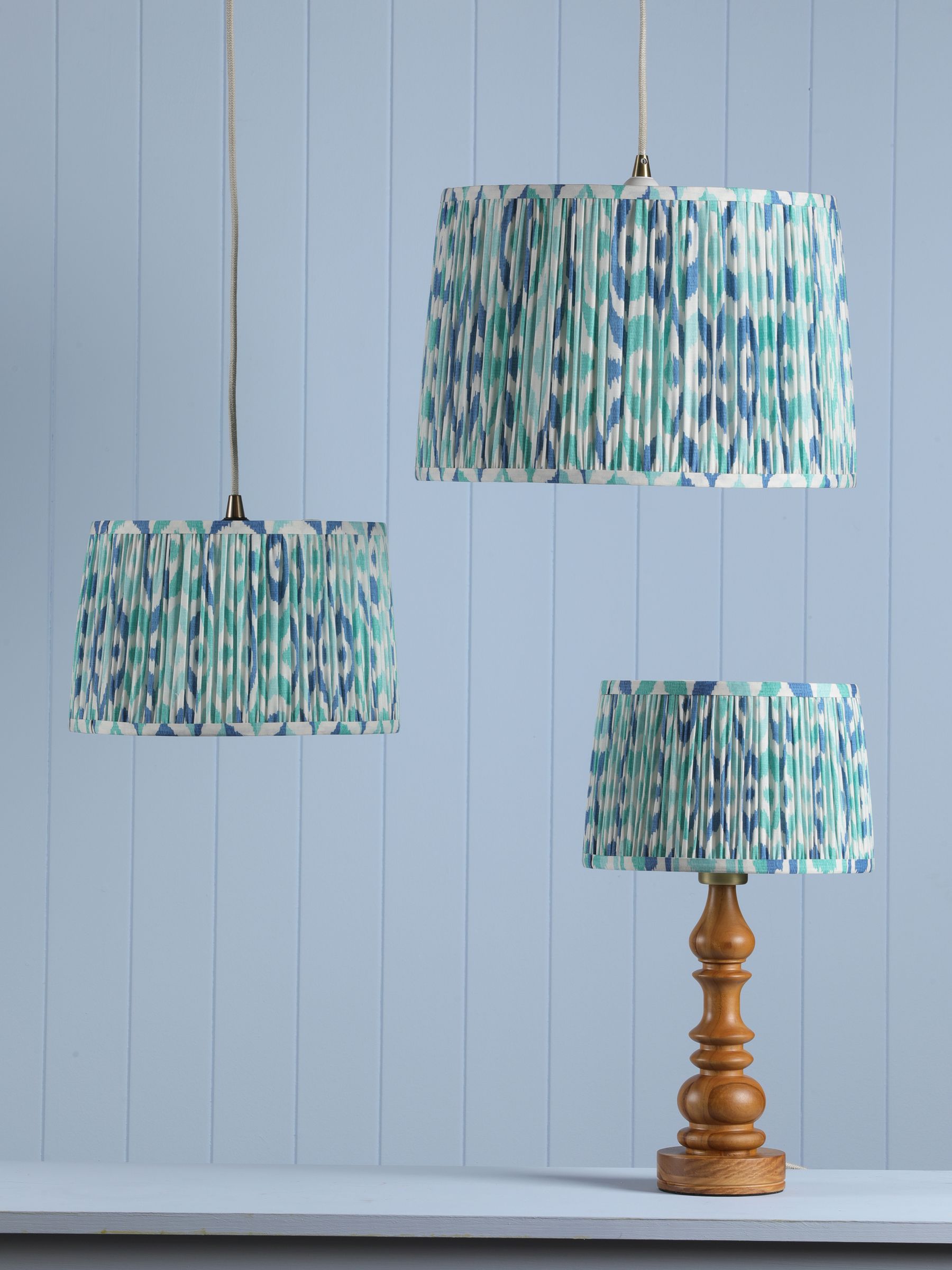 Blue Folly Pleated Cotton Easyfit Lamp Shade - Image 2 of 7