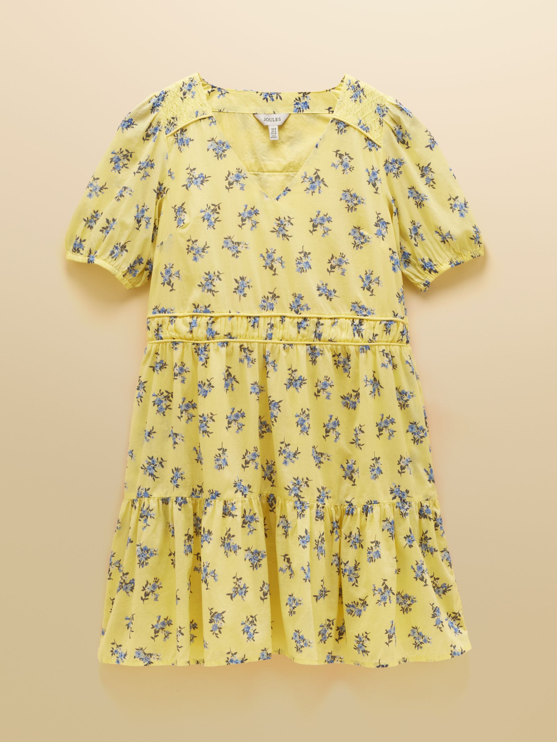 Daphne Yellow Ditsy Short Sleeve Tiered Dress - Image 10 of 10 Daphne Yellow Ditsy Short Sleeve Tiered Dress - Image 10 of 10