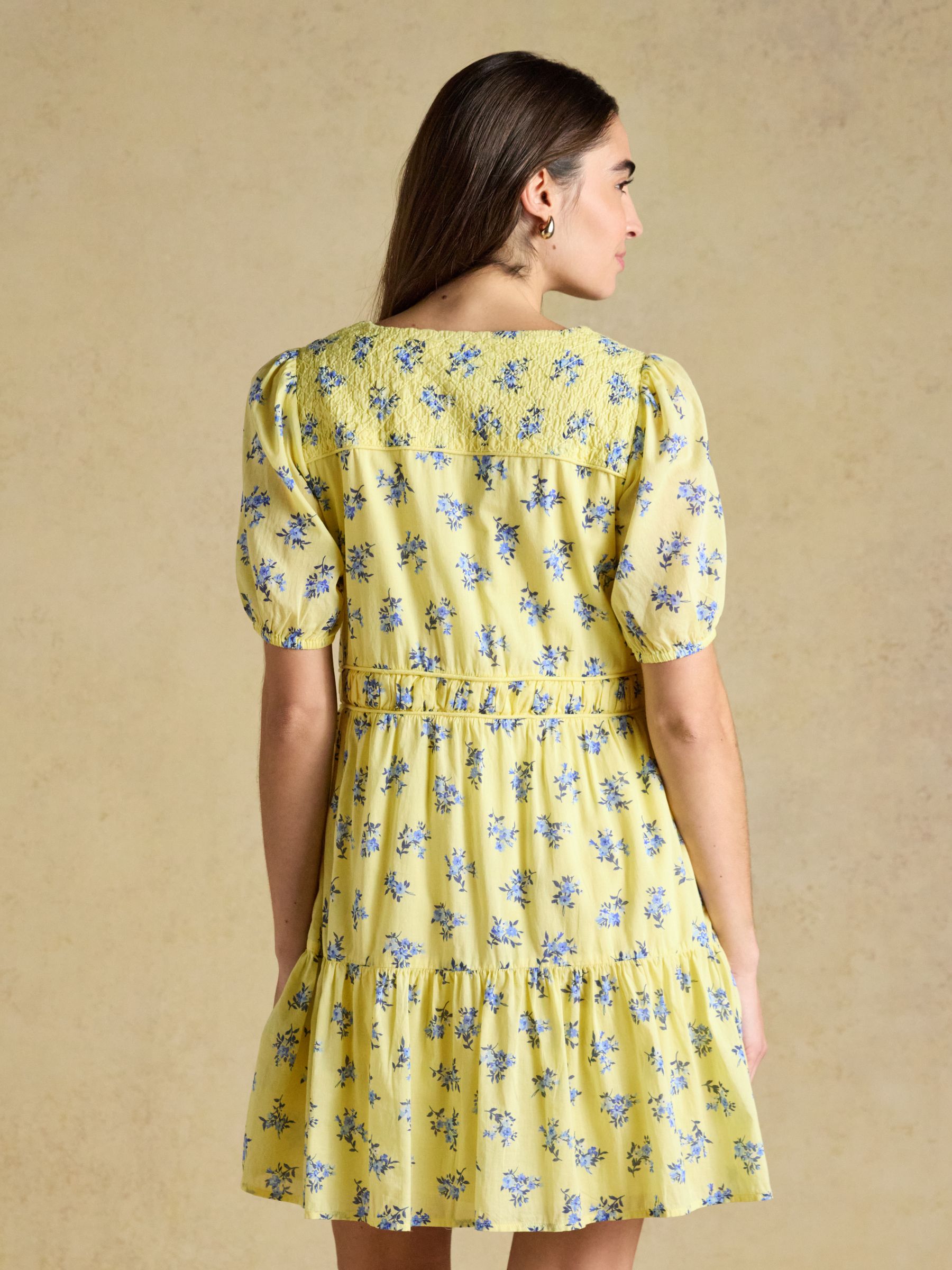 Daphne Yellow Ditsy Short Sleeve Tiered Dress - Image 2 of 10 Daphne Yellow Ditsy Short Sleeve Tiered Dress - Image 2 of 10
