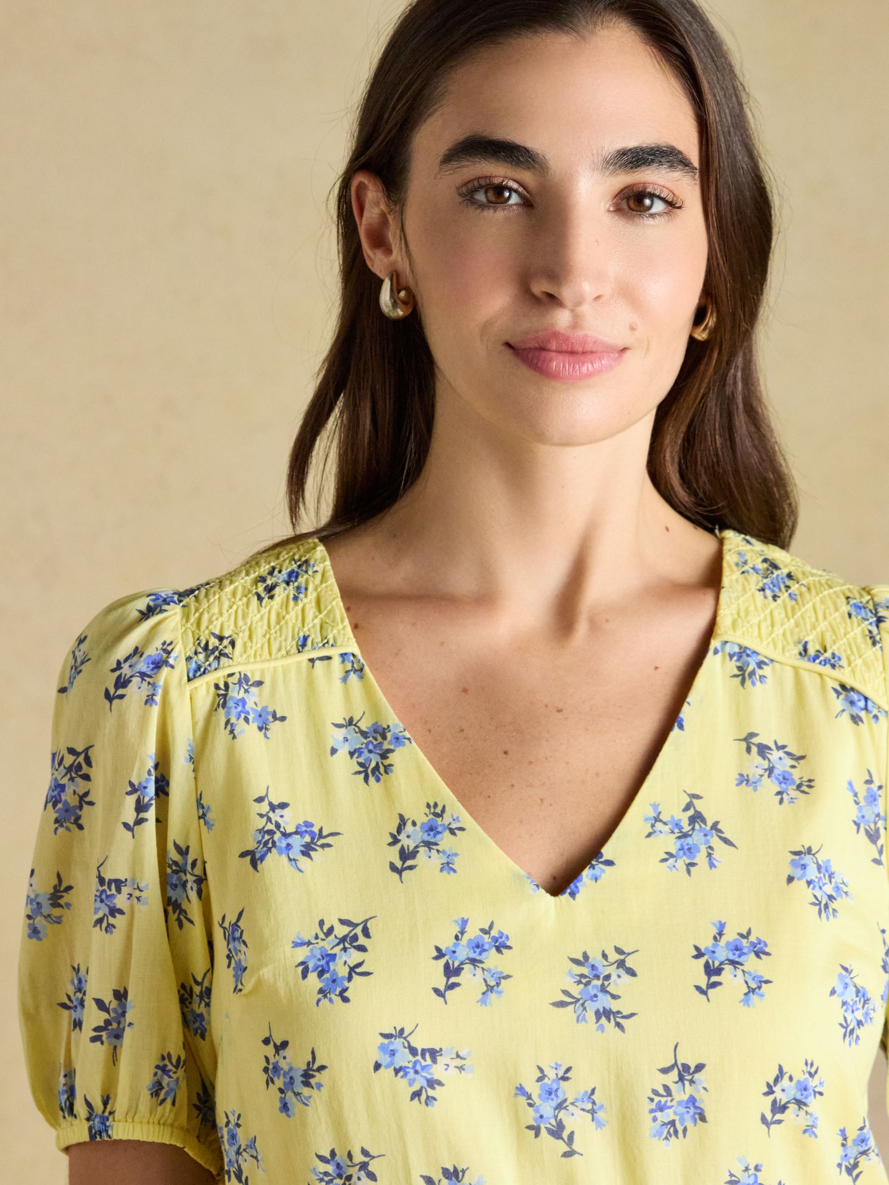 Daphne Yellow Ditsy Short Sleeve Tiered Dress - Image 6 of 10