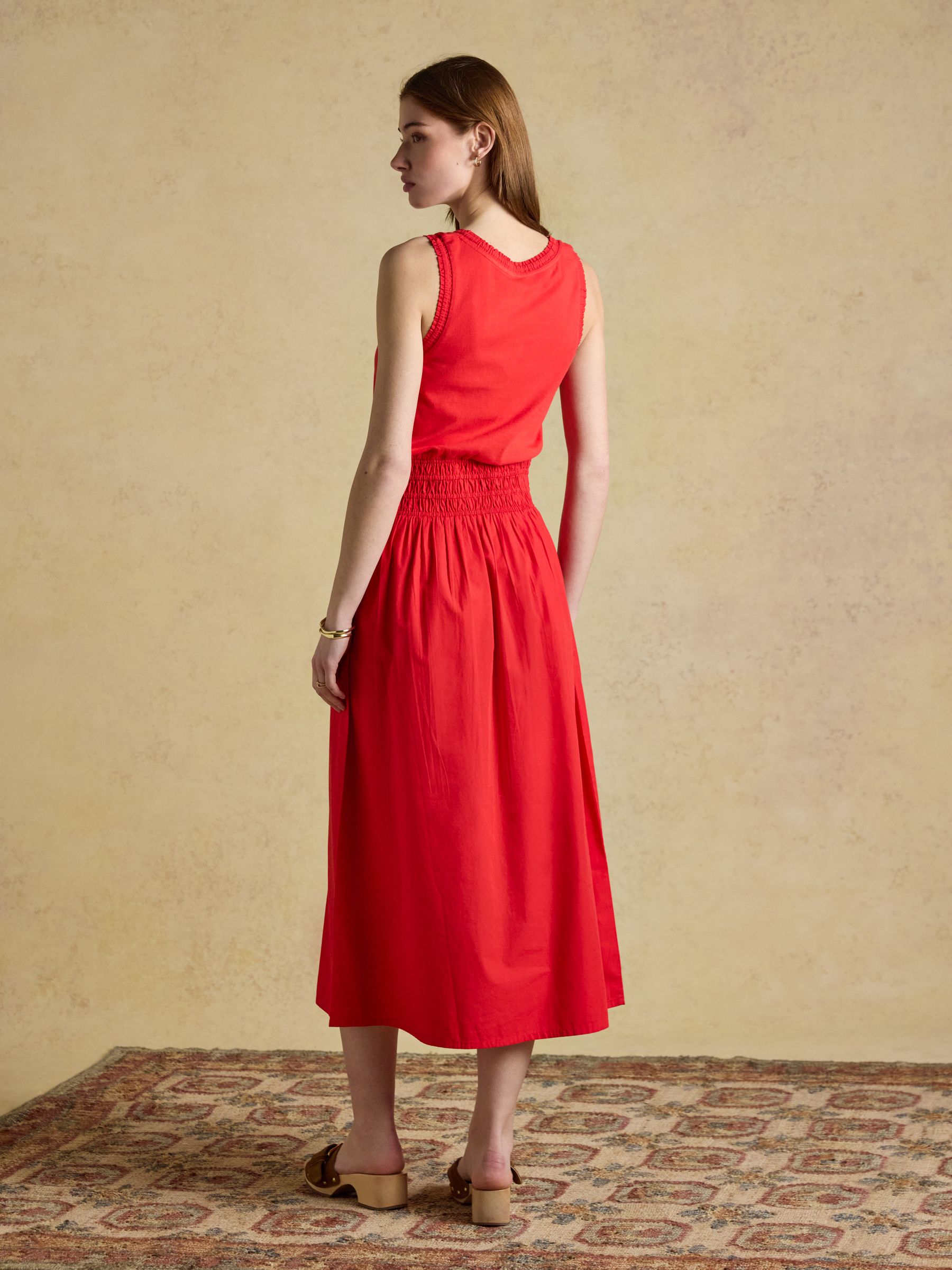 Jade Red Sleeveless Jersey Woven Midi Dress - Image 2 of 7