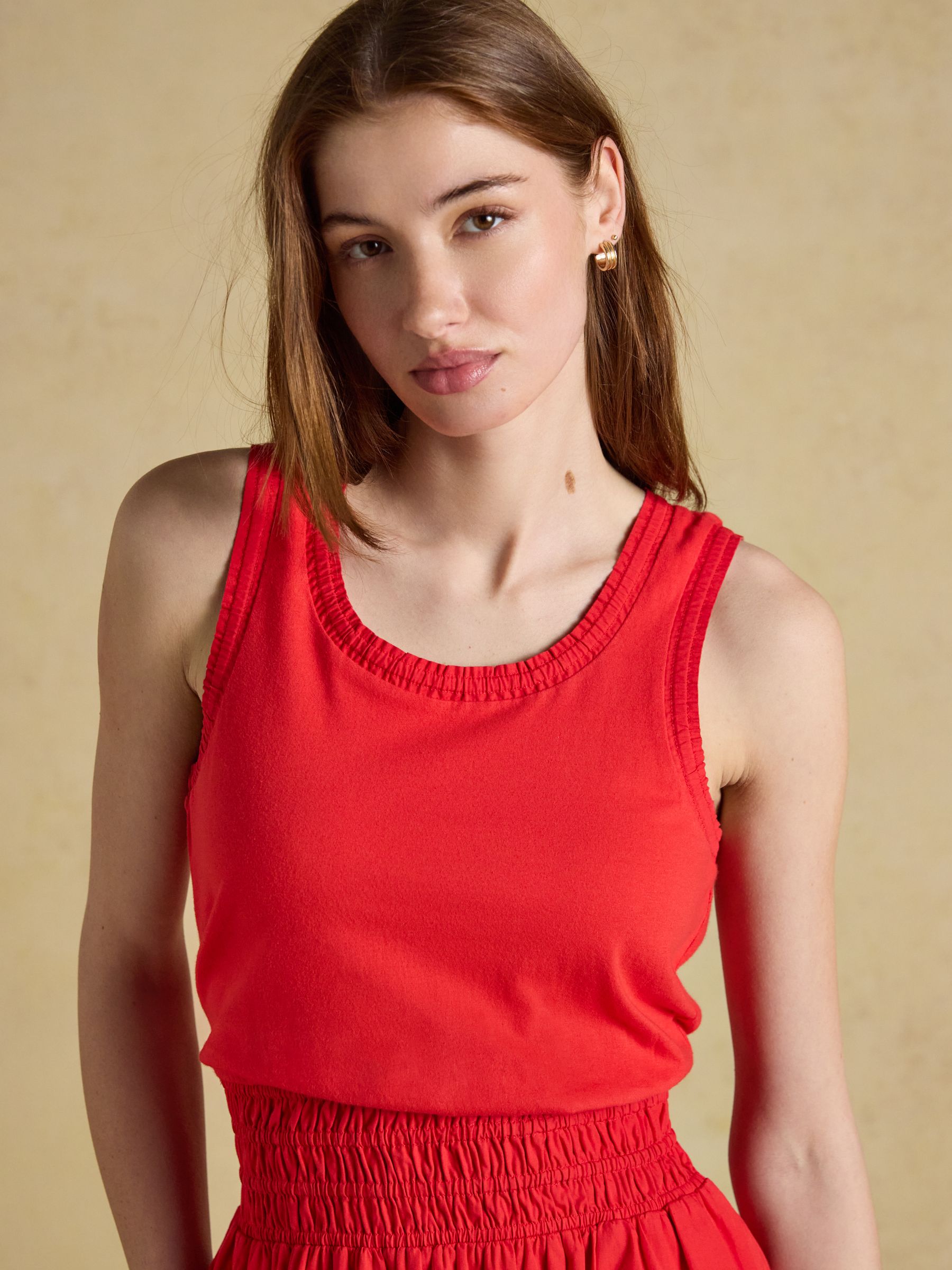 Jade Red Sleeveless Jersey Woven Midi Dress - Image 3 of 7