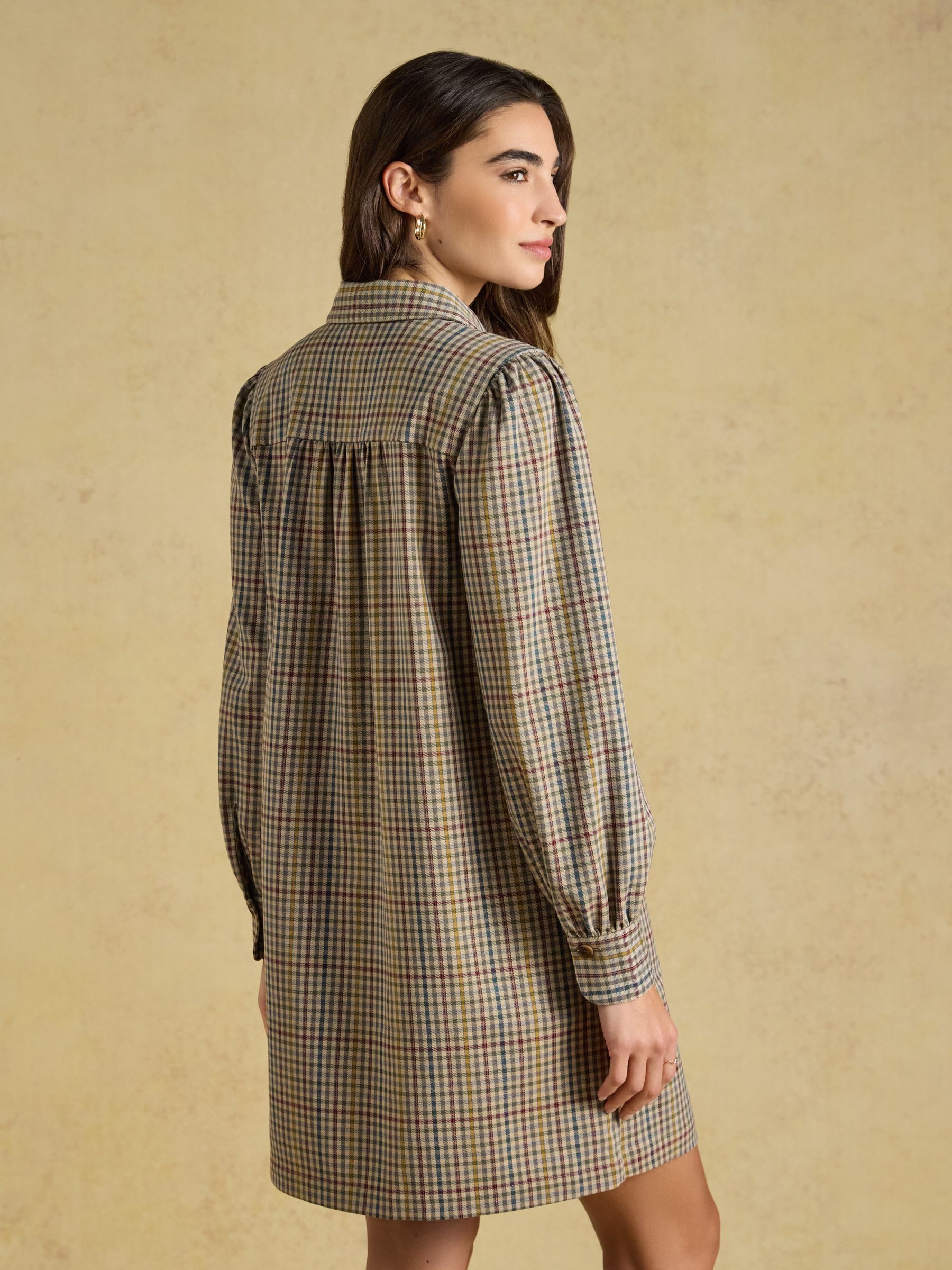 Lyla Brown Check Short Shirt Dress - Image 2 of 8