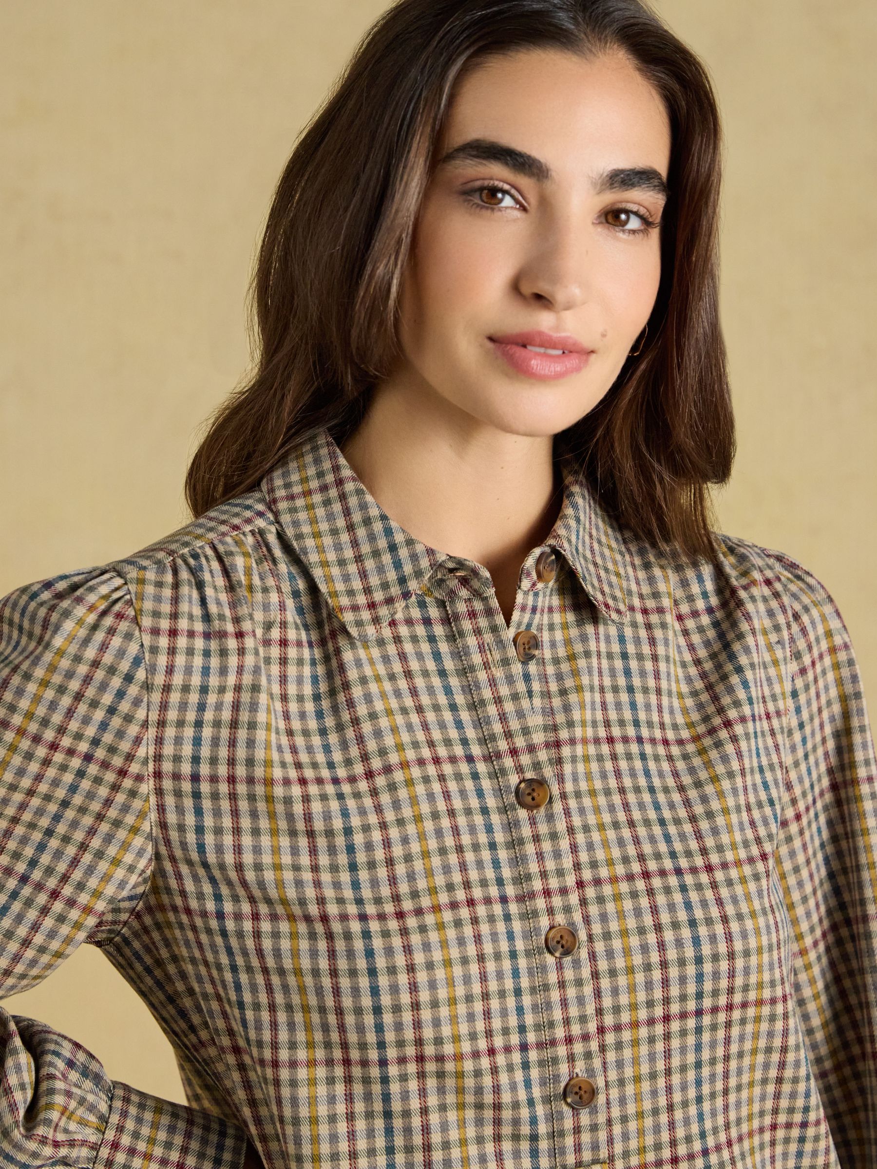 Lyla Brown Check Short Shirt Dress - Image 4 of 8